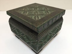 Tramp Folk Art American Decorative Jewelry Footed Box