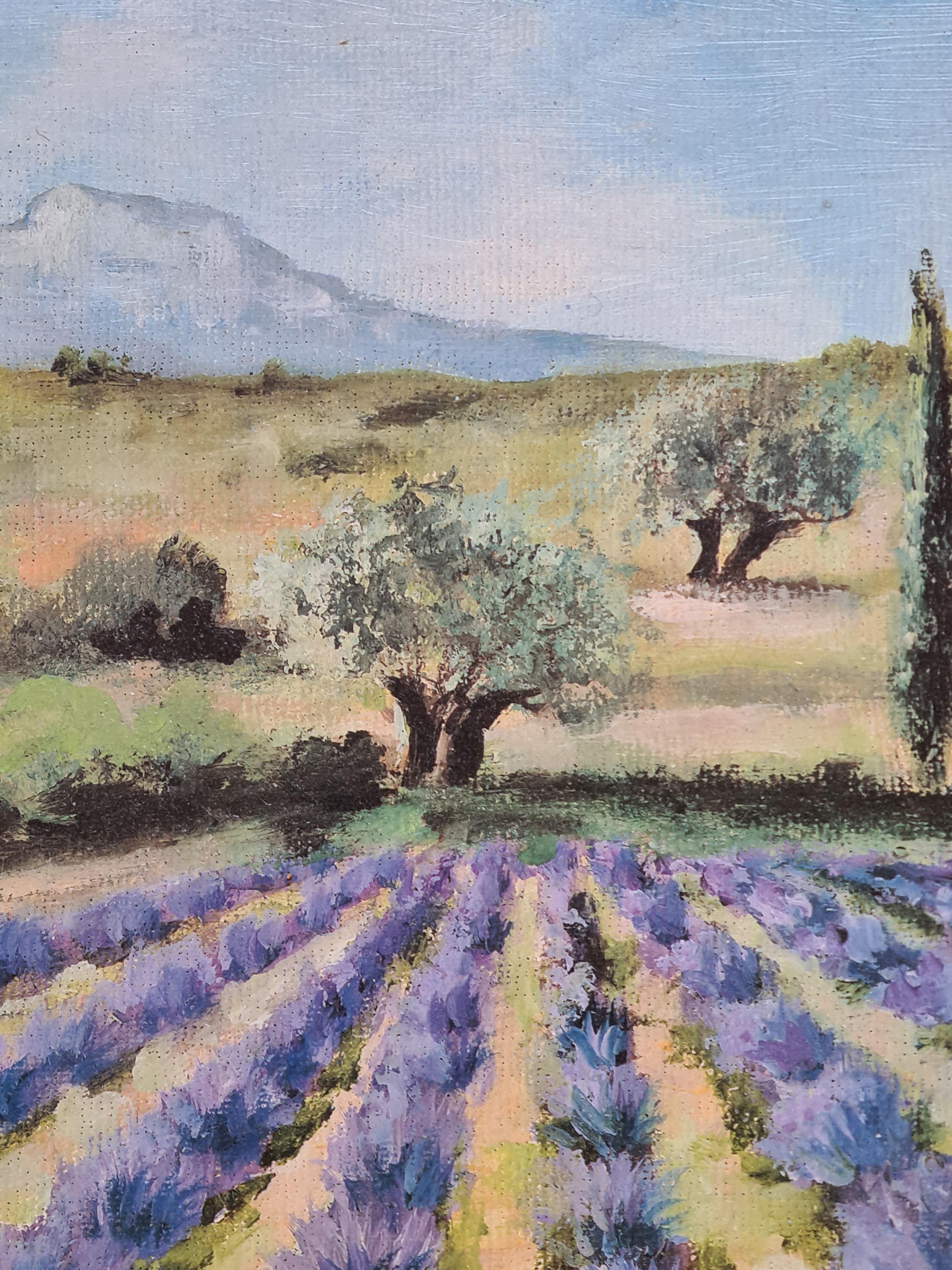 French Impressionist Landscape Lavender Fields and Le Mont Sainte-Victoire 2