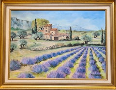 French Impressionist Landscape Lavender Fields and Le Mont Sainte-Victoire