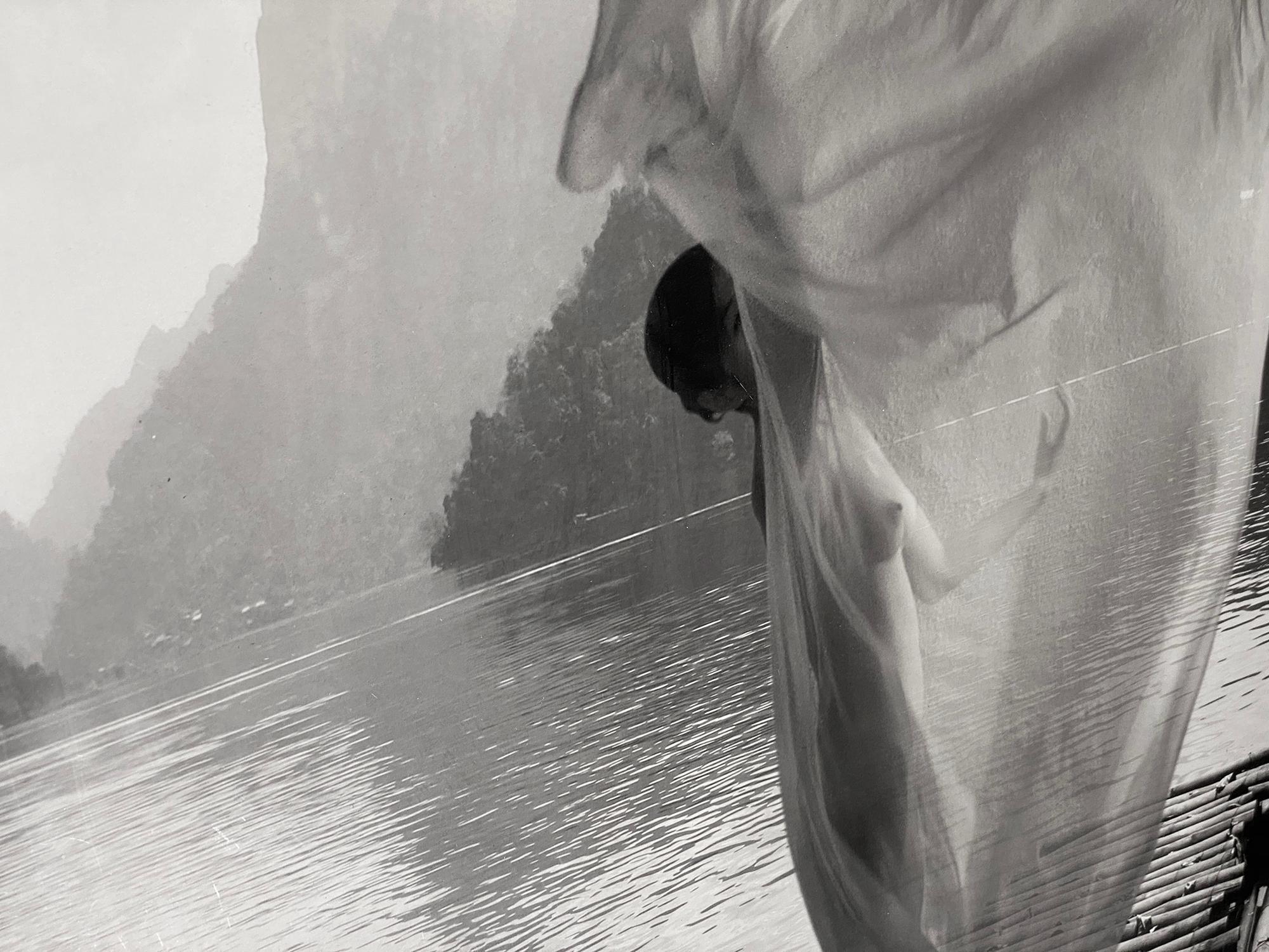 'Lady on Raft', Framed Black & White Photograph, Female Figure For Sale 3