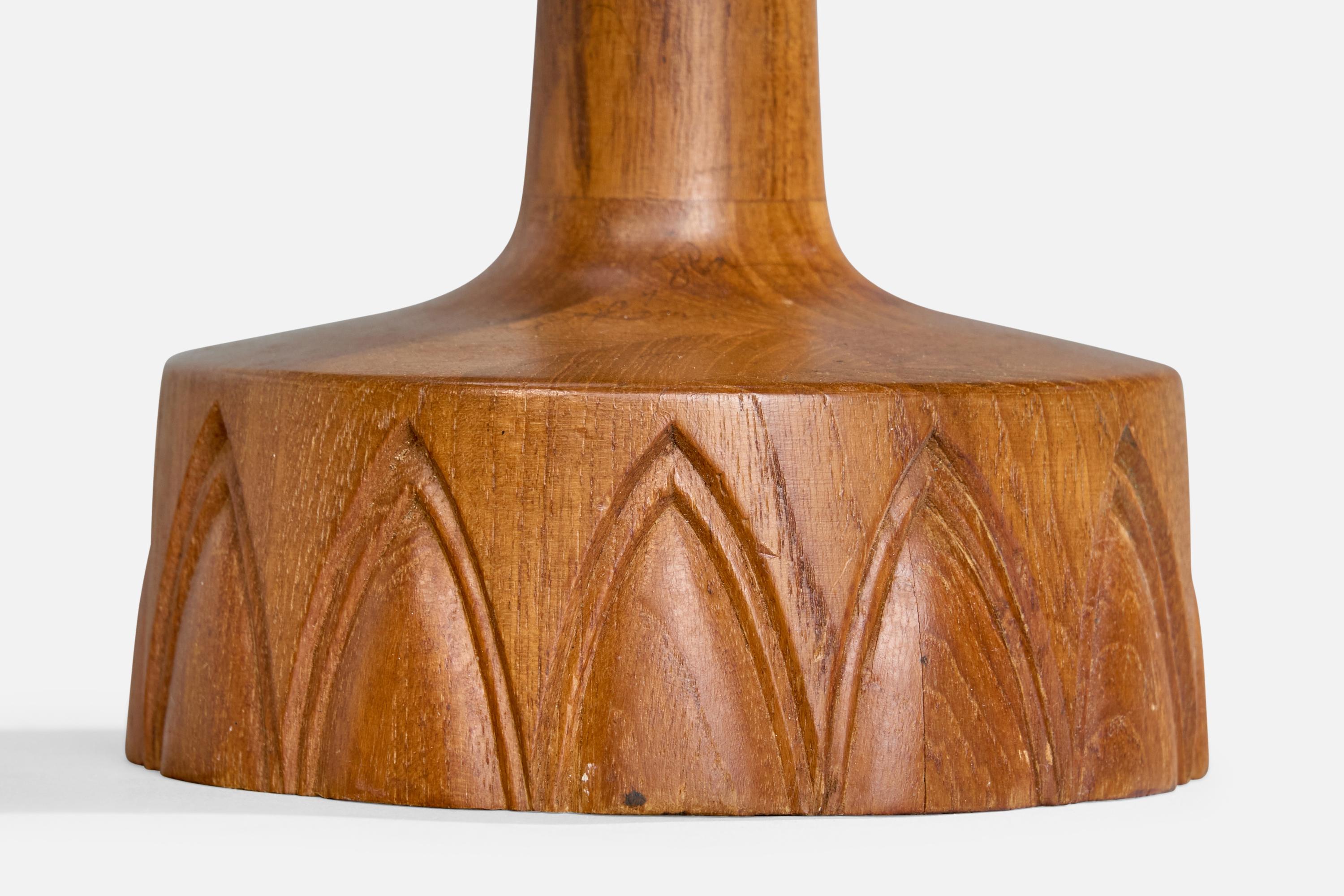 Tranås Armatur, lampe de table, teck, laiton, tissu, Suède, années 1960 en vente 4