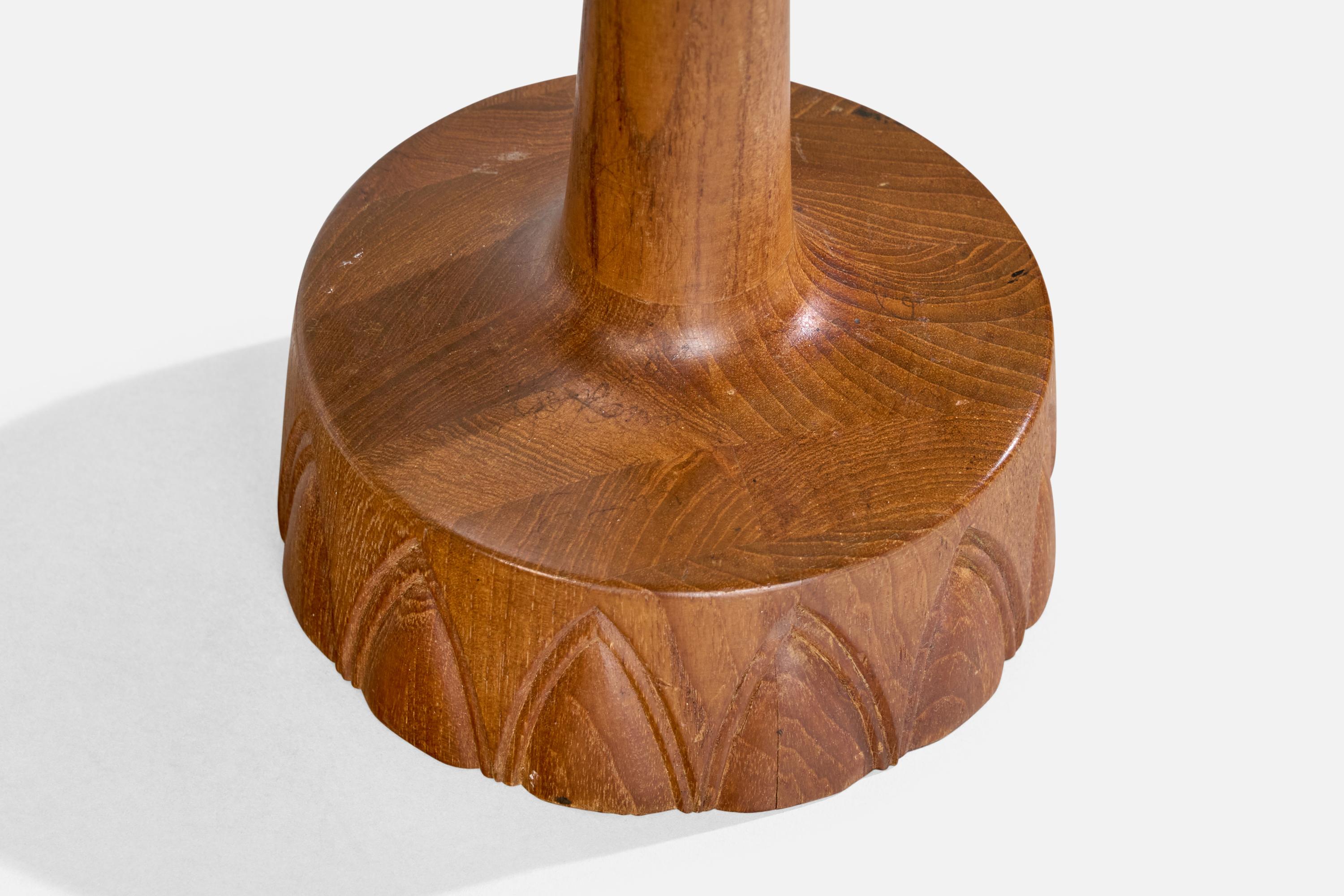 Laiton Tranås Armatur, lampe de table, teck, laiton, tissu, Suède, années 1960 en vente