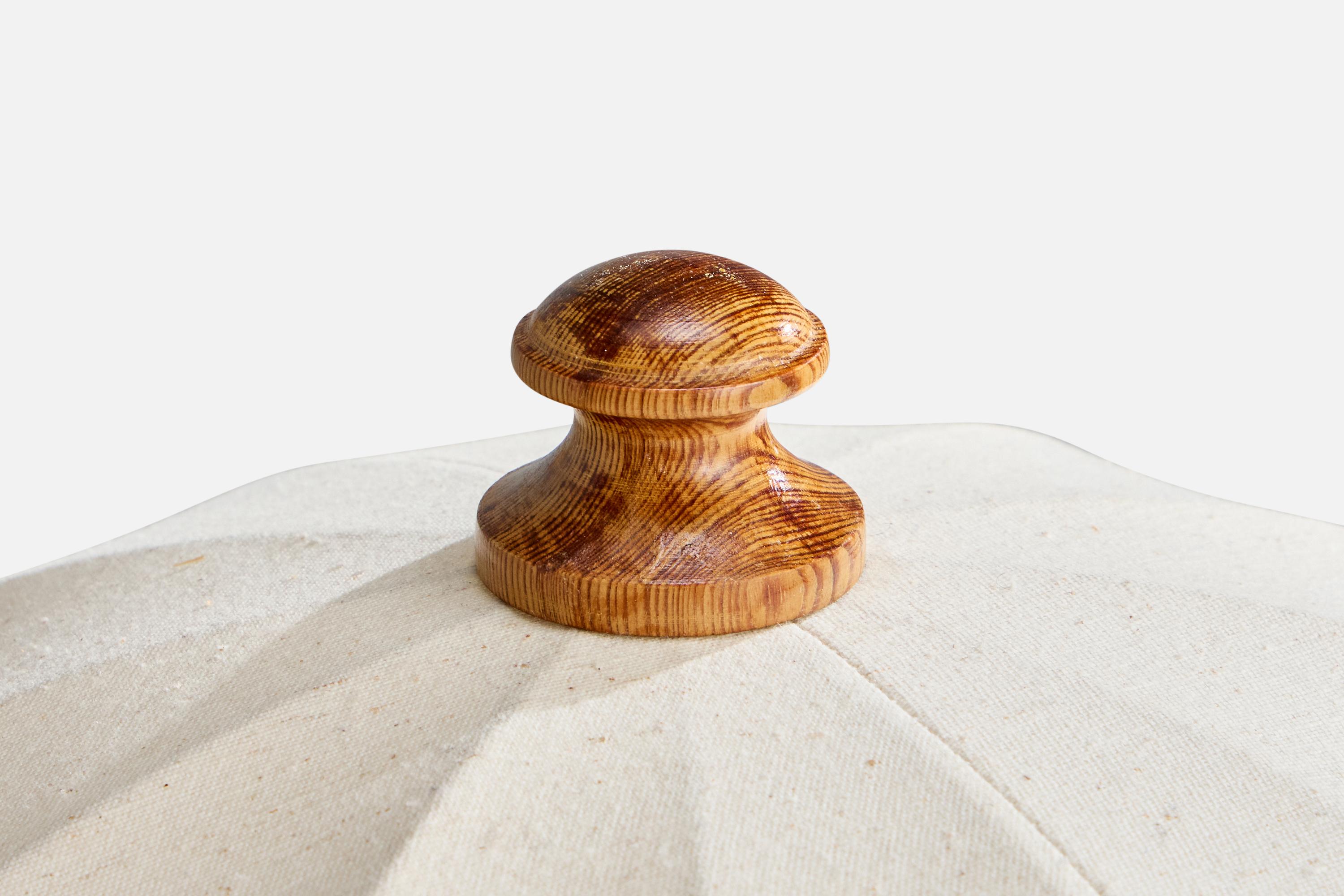 Tranås Stilarmatur, Table Lamps, Pine, Rope, Fabric, Sweden, 1970s For Sale 4