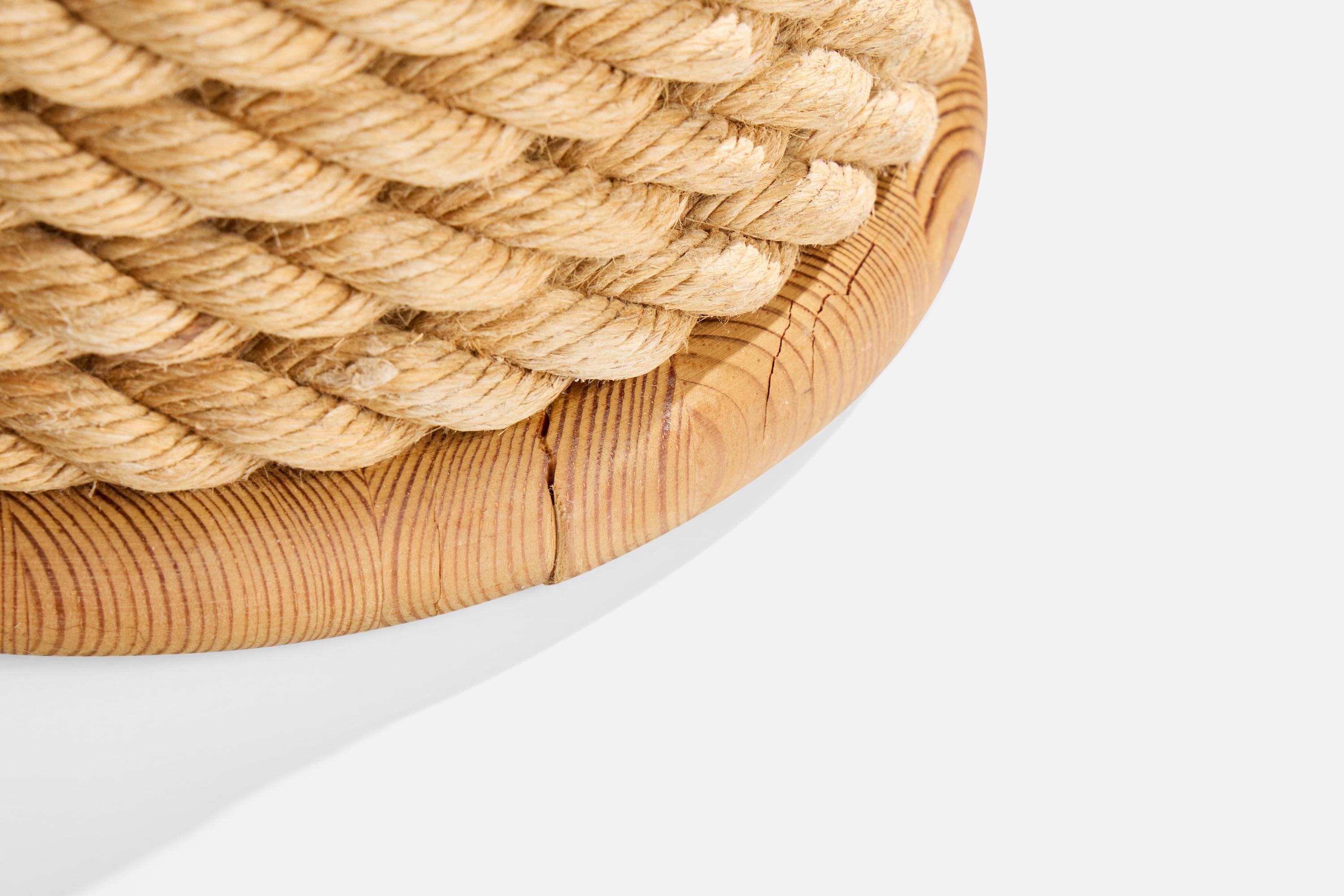 Late 20th Century Tranås Stilarmatur, Table Lamps, Pine, Rope, Fabric, Sweden, 1970s For Sale