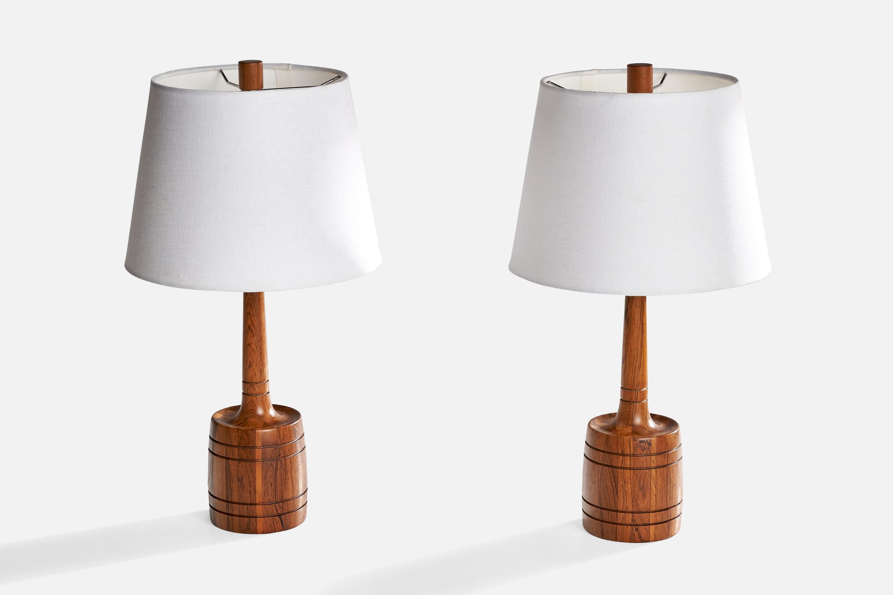 Scandinavian Modern Tranås Stilarmatur, Table Lamps, Rosewood, Sweden, 1960s For Sale