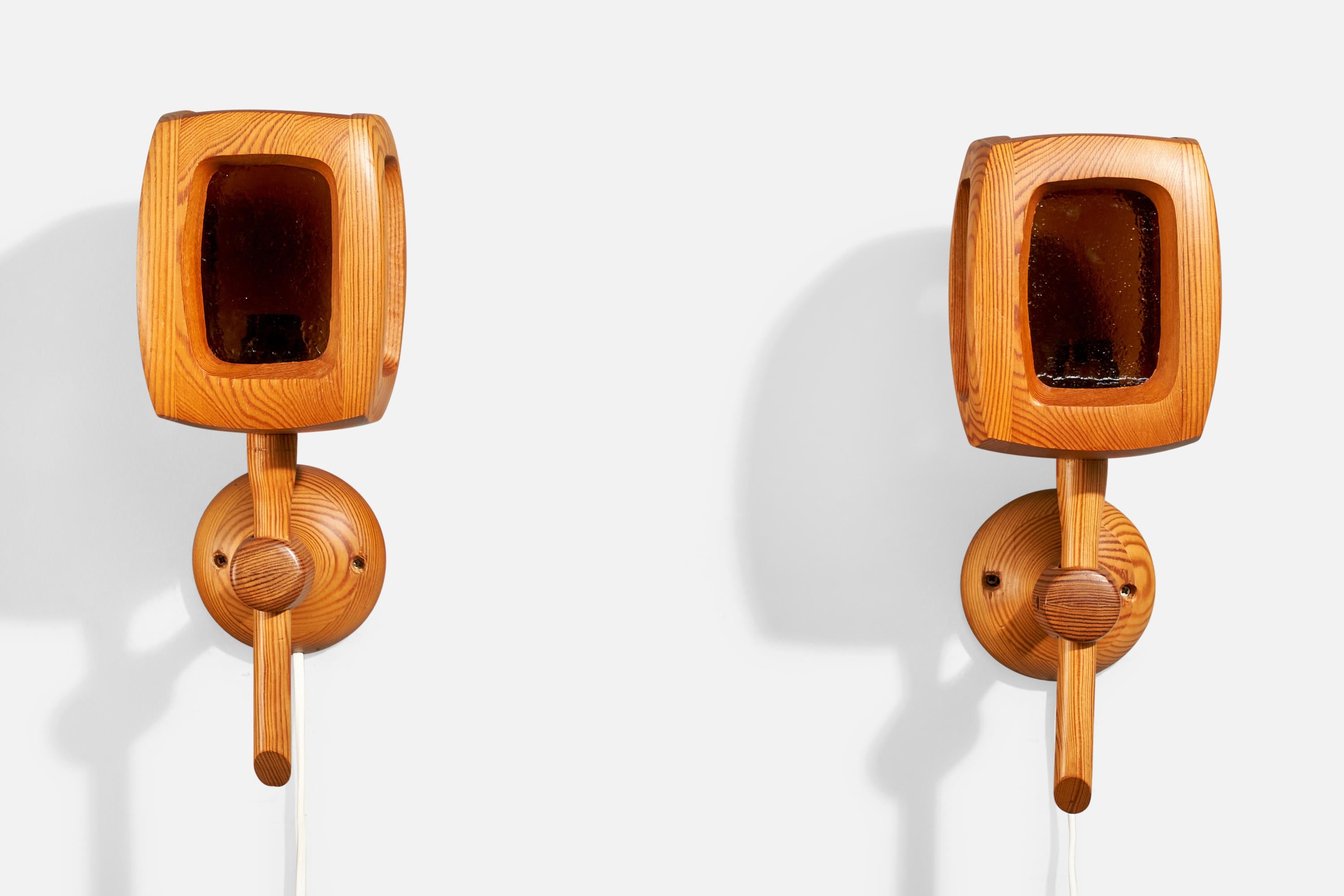 Suédois Tranås Stilarmatur, Lights, Pin, Verre, Suède, 1970 en vente