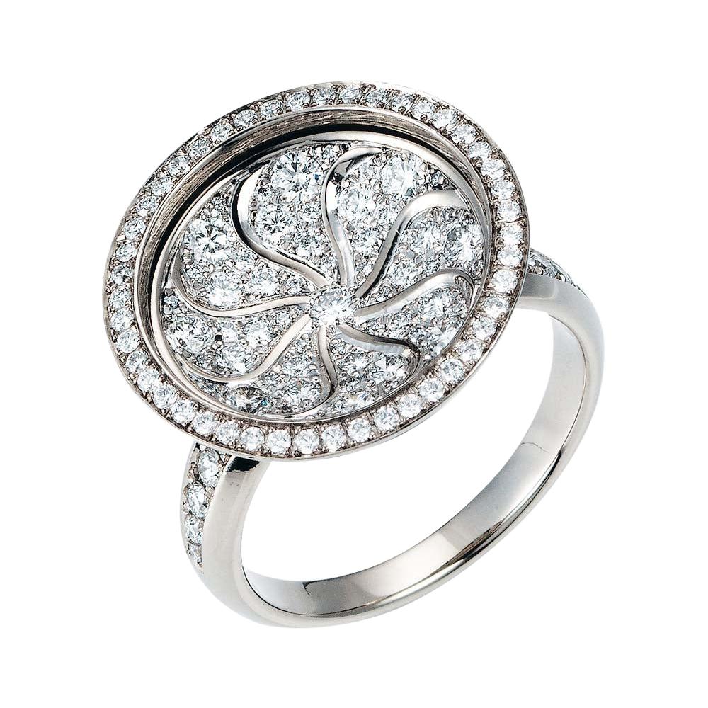 Victor Mayer Trance Ring 18k White Gold with Diamonds For Sale