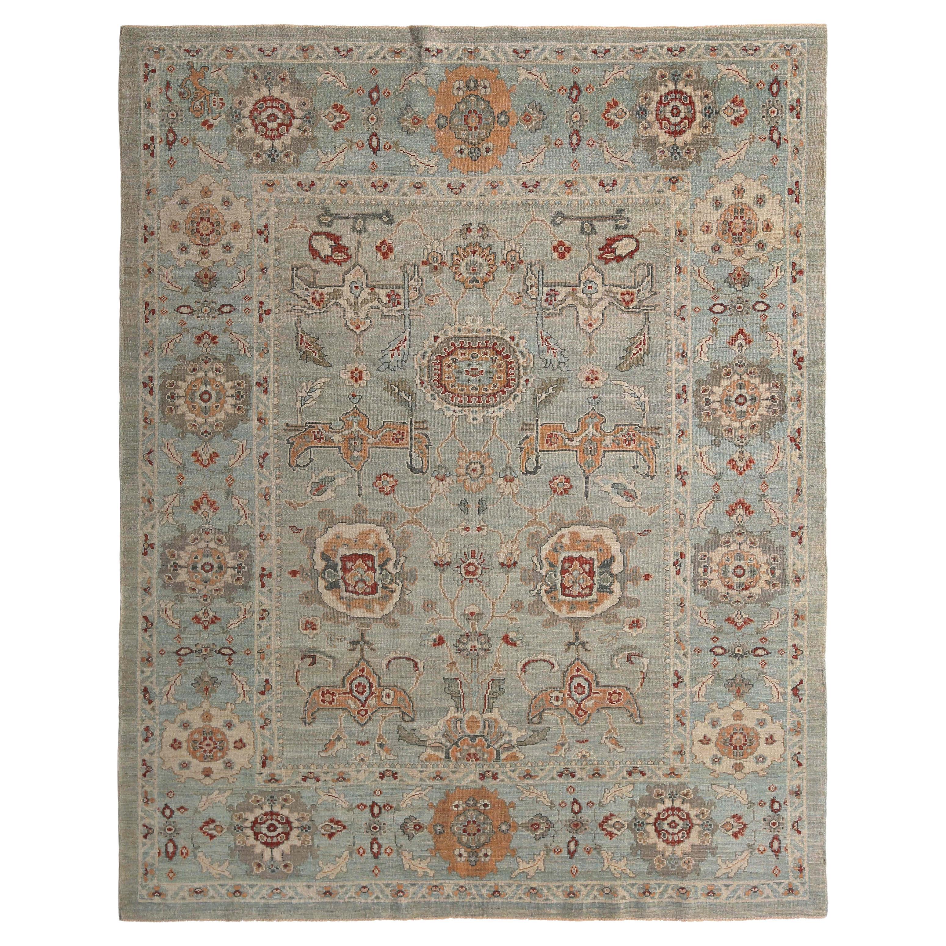 Afghanistan Sultanabad Area Rugs Circa 1990 - Wool Light Blue Orange - 95586