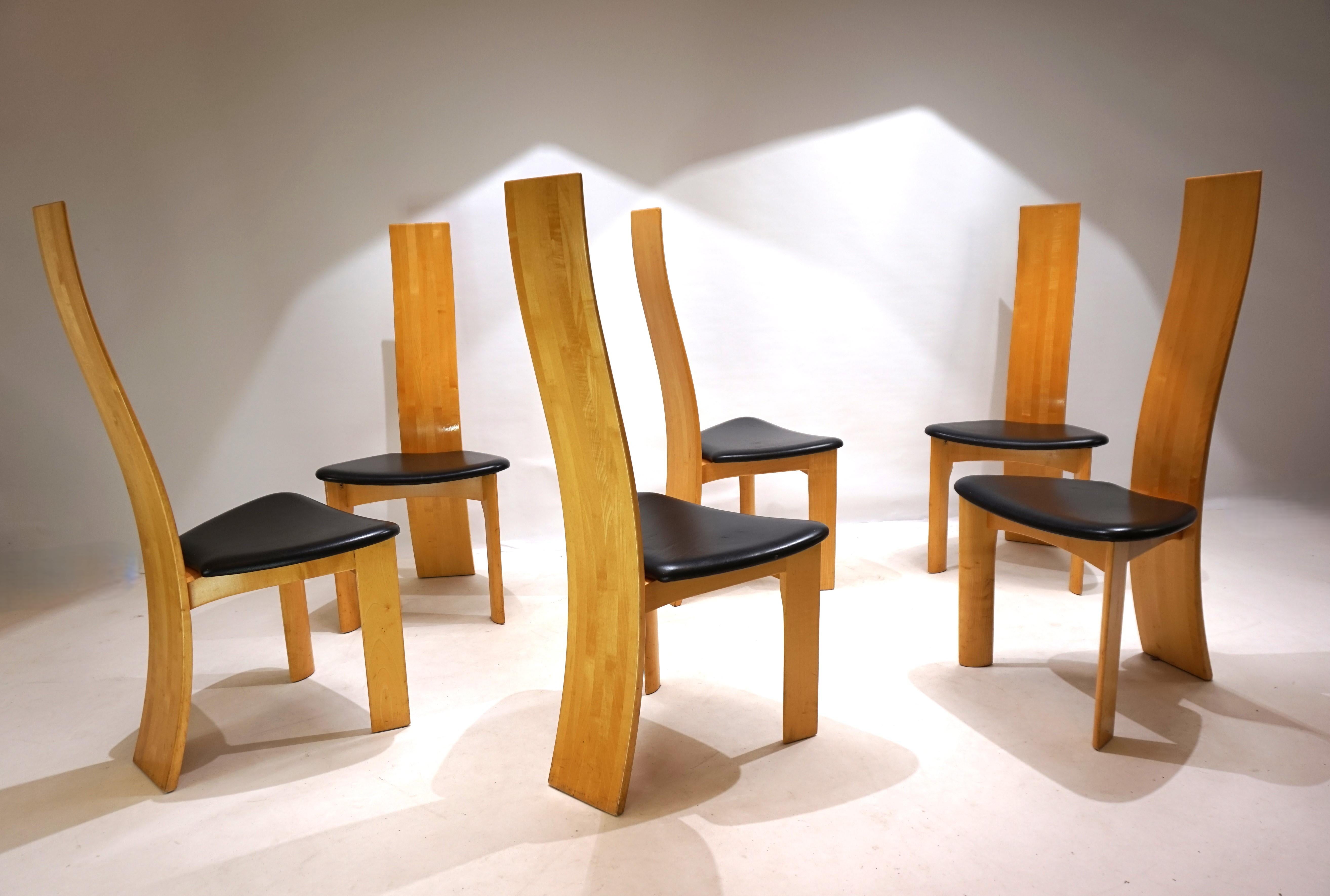Postmoderno Set di 6 sedie da pranzo Iris Tranekaer di Bob van der Berghe, 1980 in vendita
