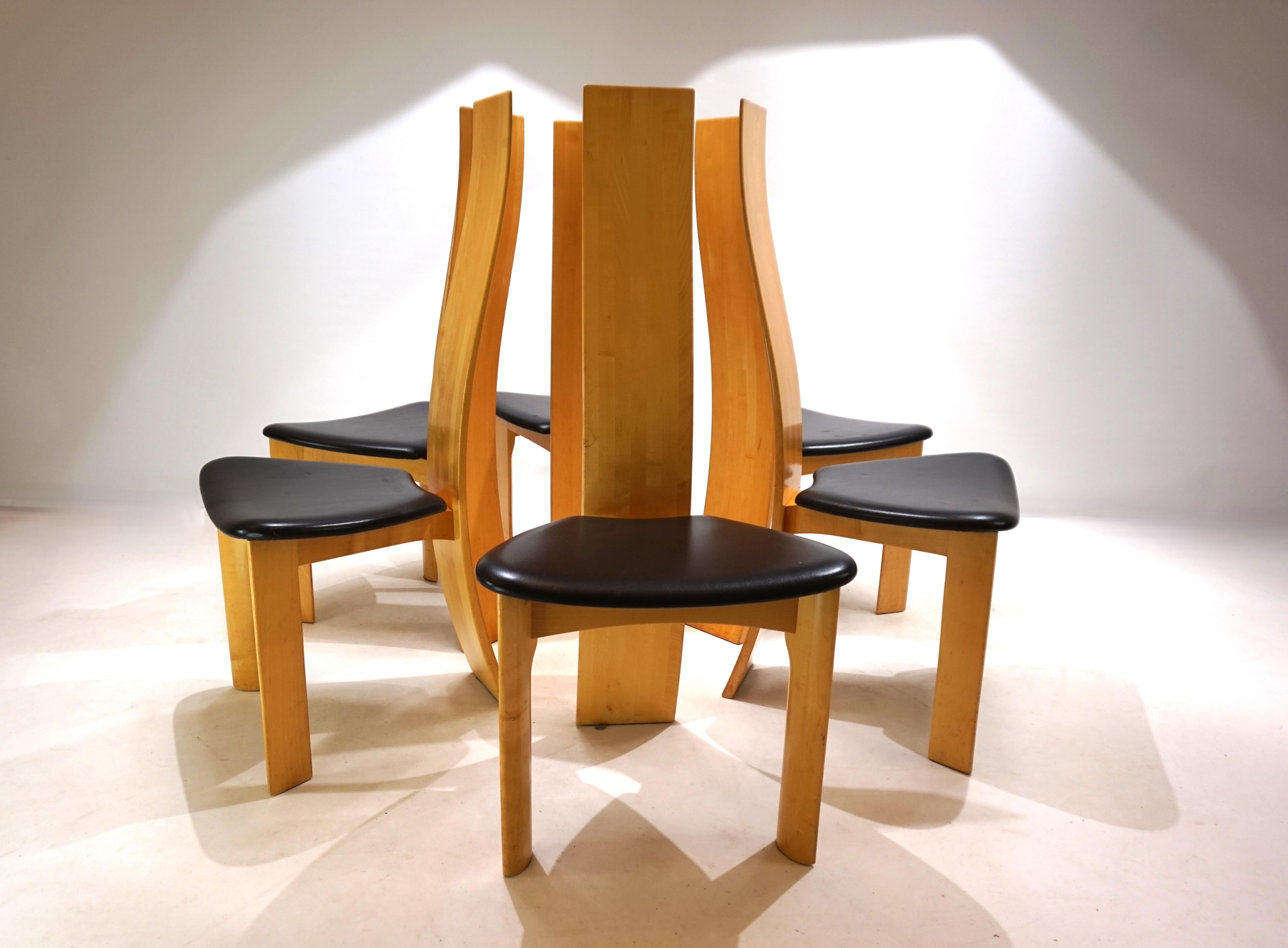 Set di 6 sedie da pranzo Iris Tranekaer di Bob van der Berghe, 1980 In condizioni buone in vendita a Ludwigslust, DE