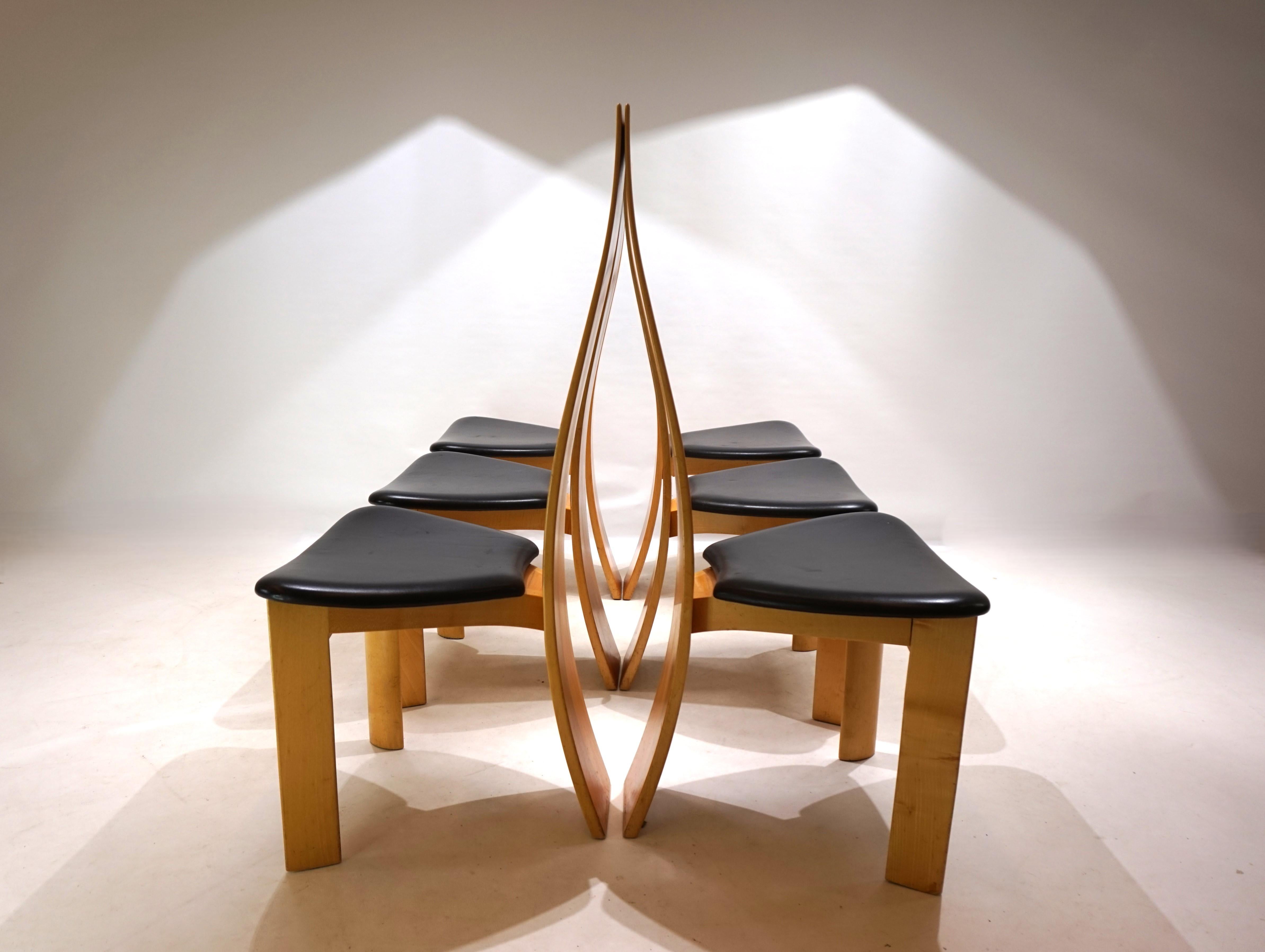 Materiale sintetico Set di 6 sedie da pranzo Iris Tranekaer di Bob van der Berghe, 1980 in vendita