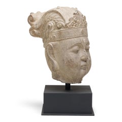 Tranquil Chinese Stone Bodhisattva Head