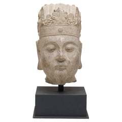 Cabeza de Bodhisattva de Piedra China Tranquila