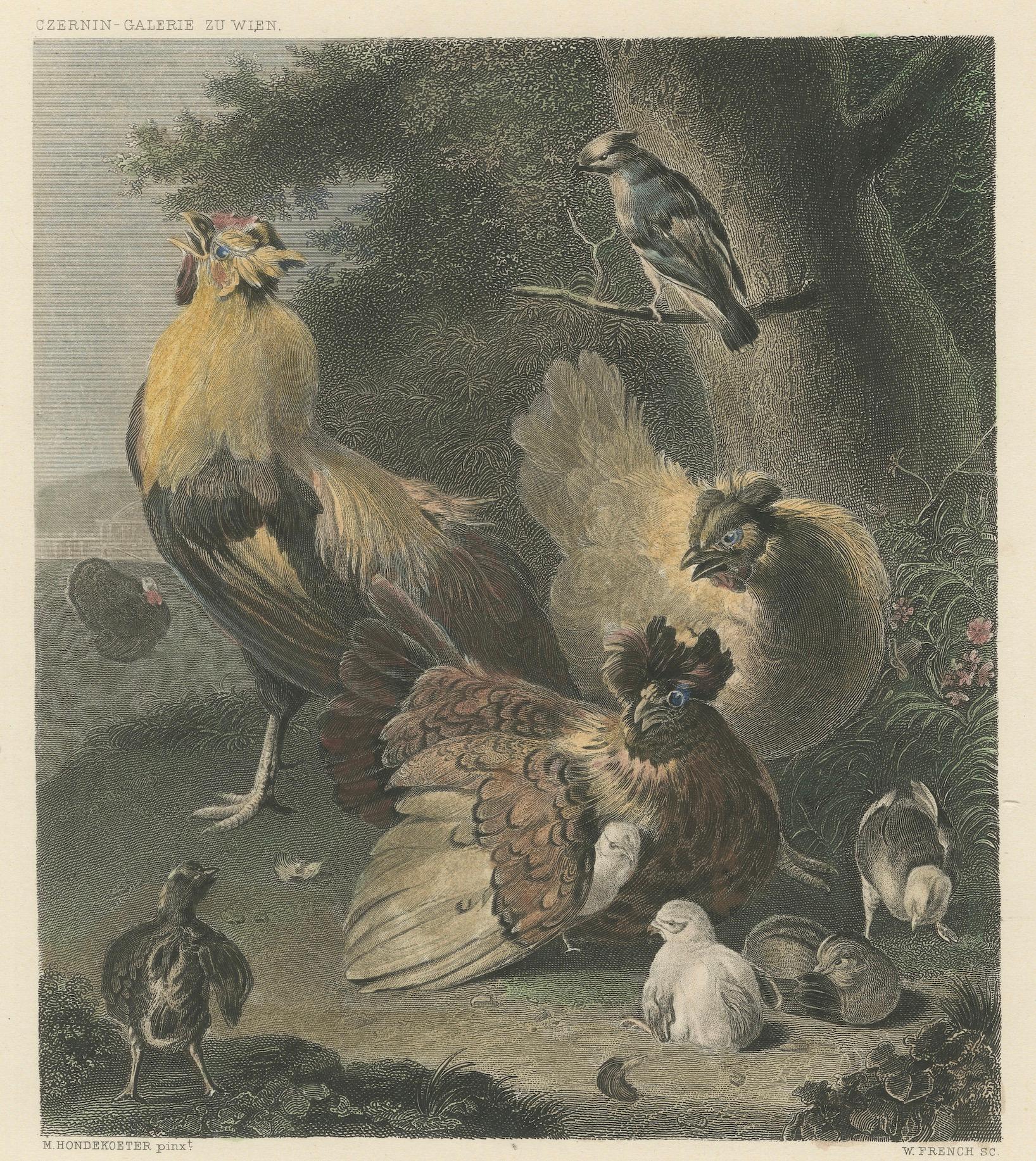 Tranquil Homestead: A Family of Chickens, circa 1860 For Sale 3