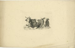 Tranquil Pastoral Scene with Two Resting Cows, by Anthony Oberman in 1810