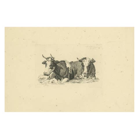 Tranquil Pastoral Scene with Two Resting Cows, by Anthony Oberman in 1810