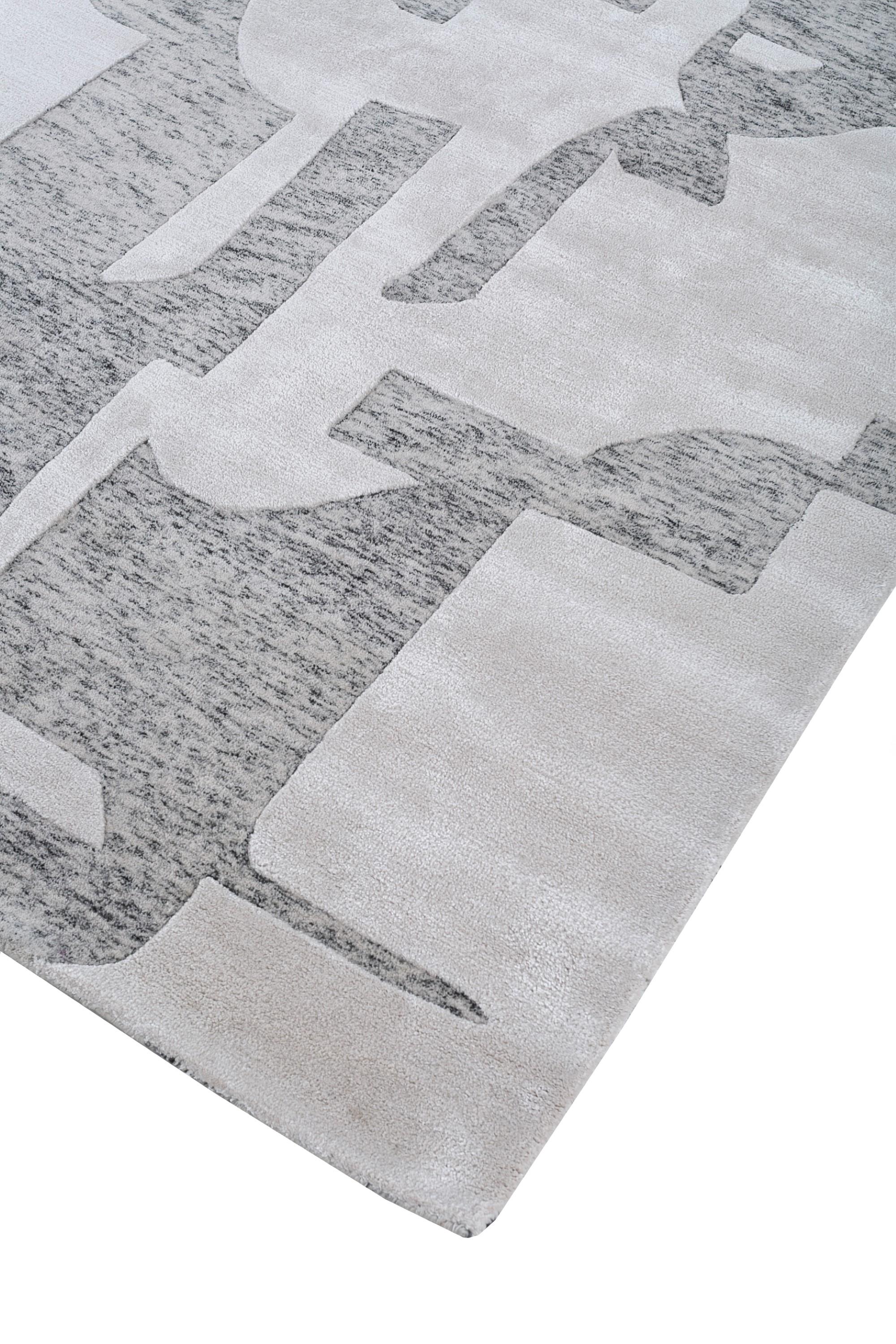 Modern Tranquil Treasure White White 180x270 cm Hand Tufted Rug For Sale