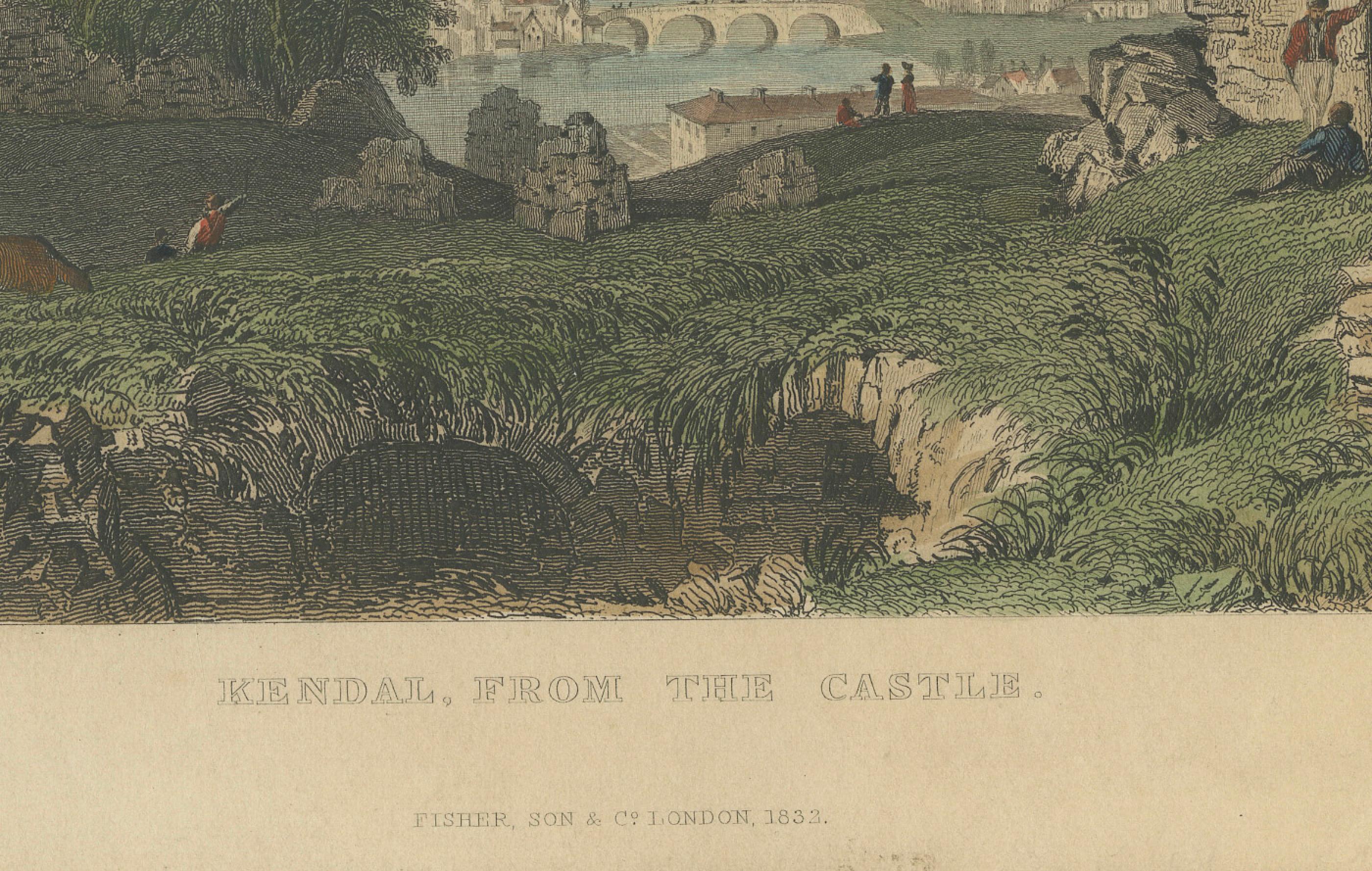 Tranquil Views from Kendal Castle: A Glimpse into 19th-Century England In Good Condition For Sale In Langweer, NL