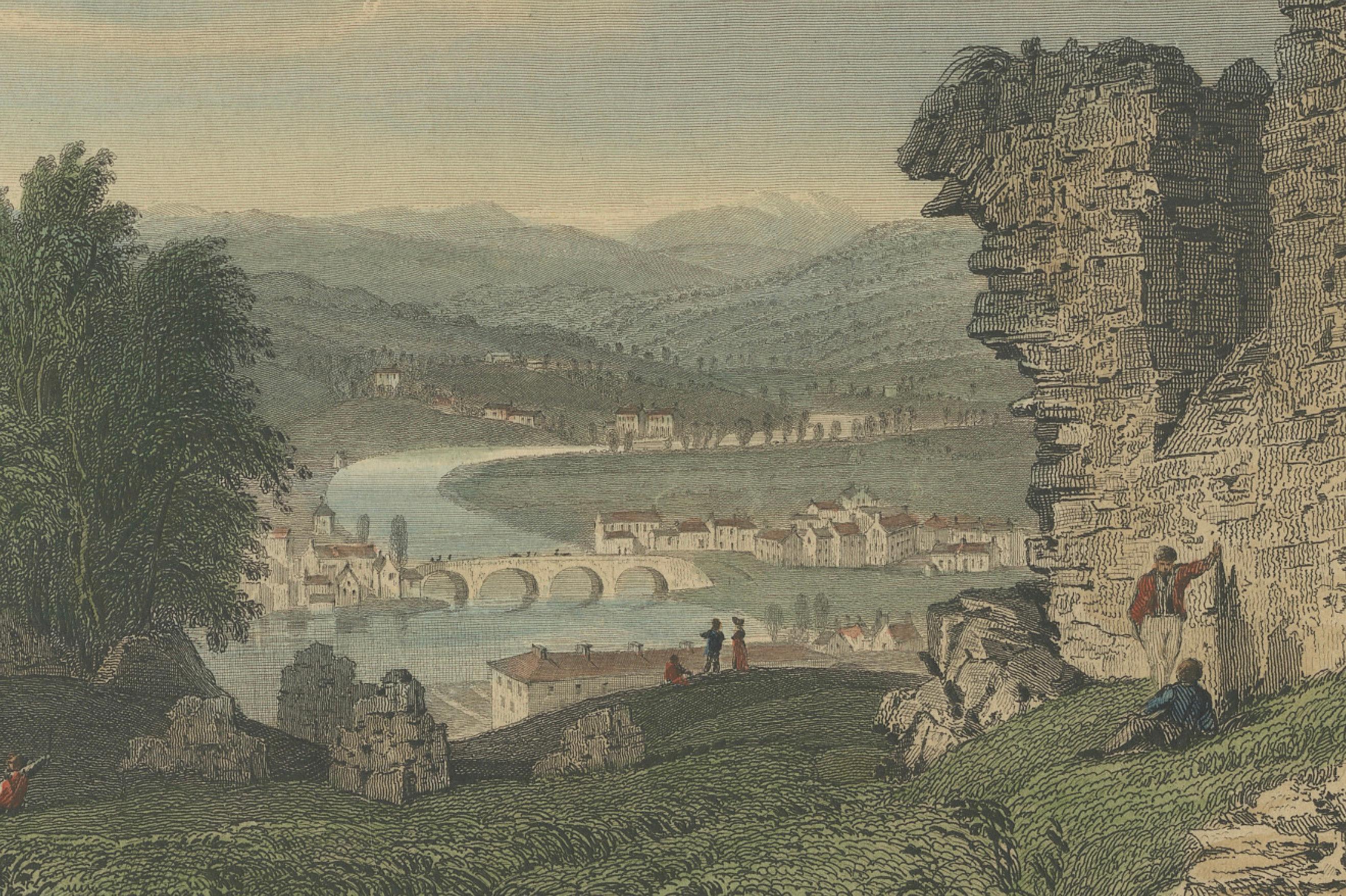 Paper Tranquil Views from Kendal Castle: A Glimpse into 19th-Century England For Sale