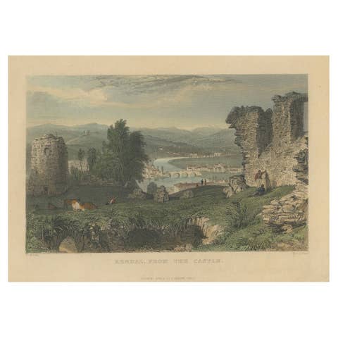 Tranquil Views from Kendal Castle: A Glimpse into 19th-Century England