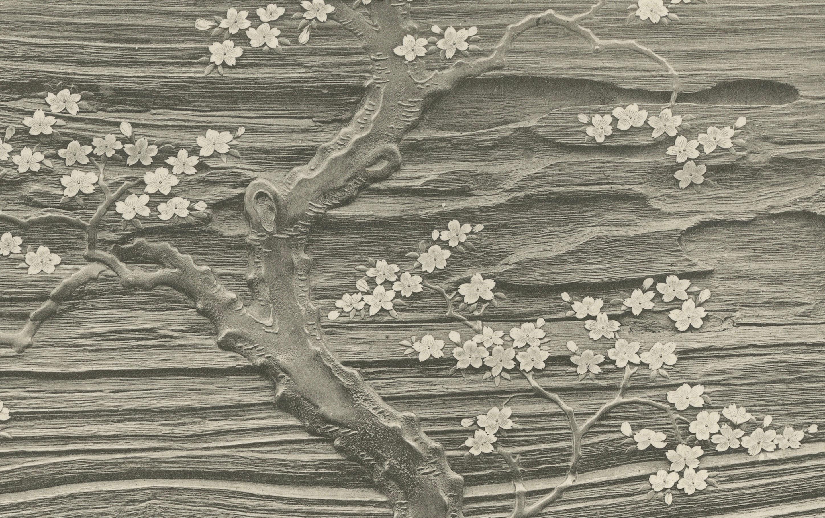 Titel: Ruhe in Monochrom - Tafel VI aus der japanisch inspirierten chromolithografischen Sammlung von G. A. Audsley

Beschreibung: Platte VI aus Sektion V der chromolithografischen Serie von G. A. Audsley zeigt eine ruhige und elegante Komposition,