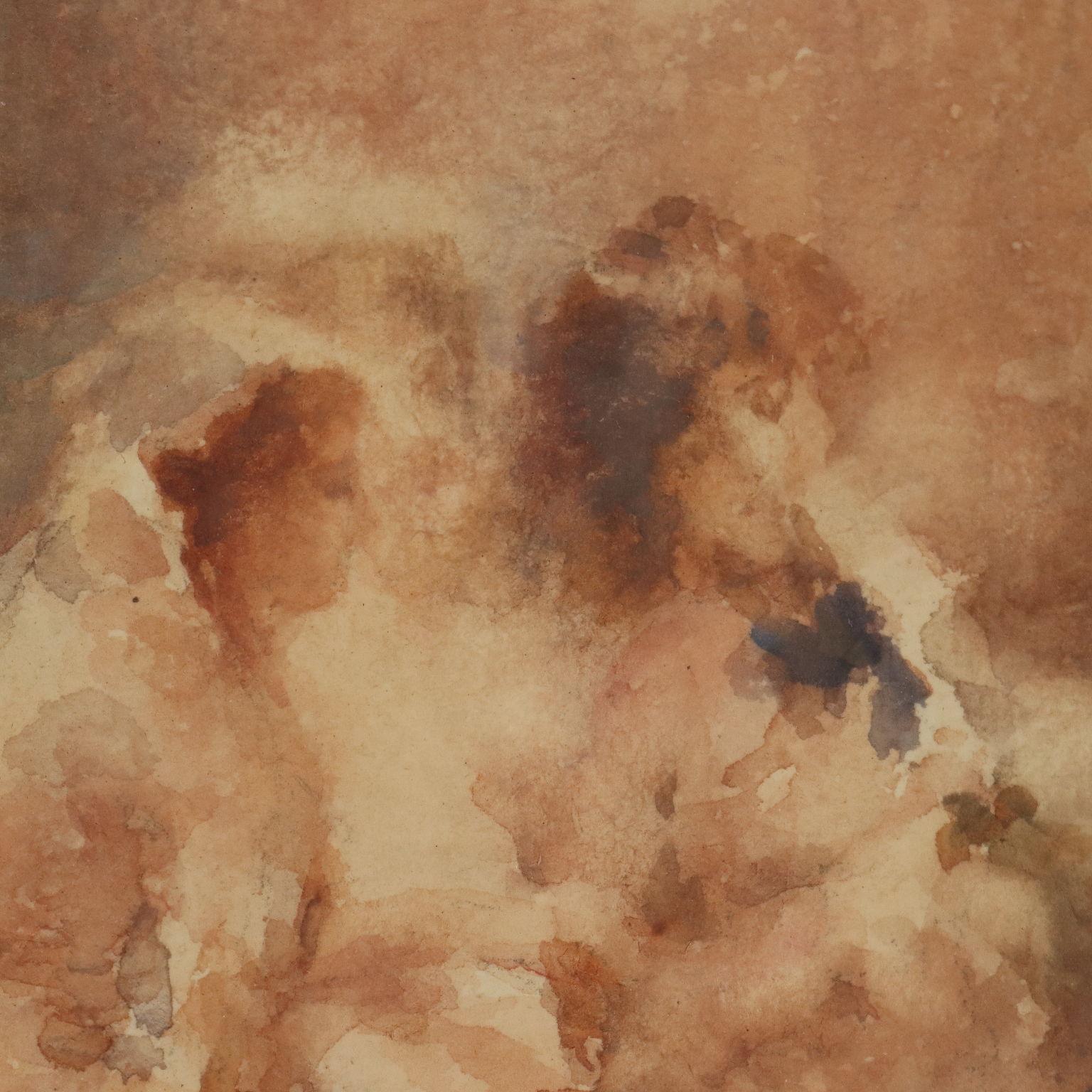 Vertraulichkeiten 19. Jahrhundert (Brown), Figurative Painting, von Tranquillo Cremona