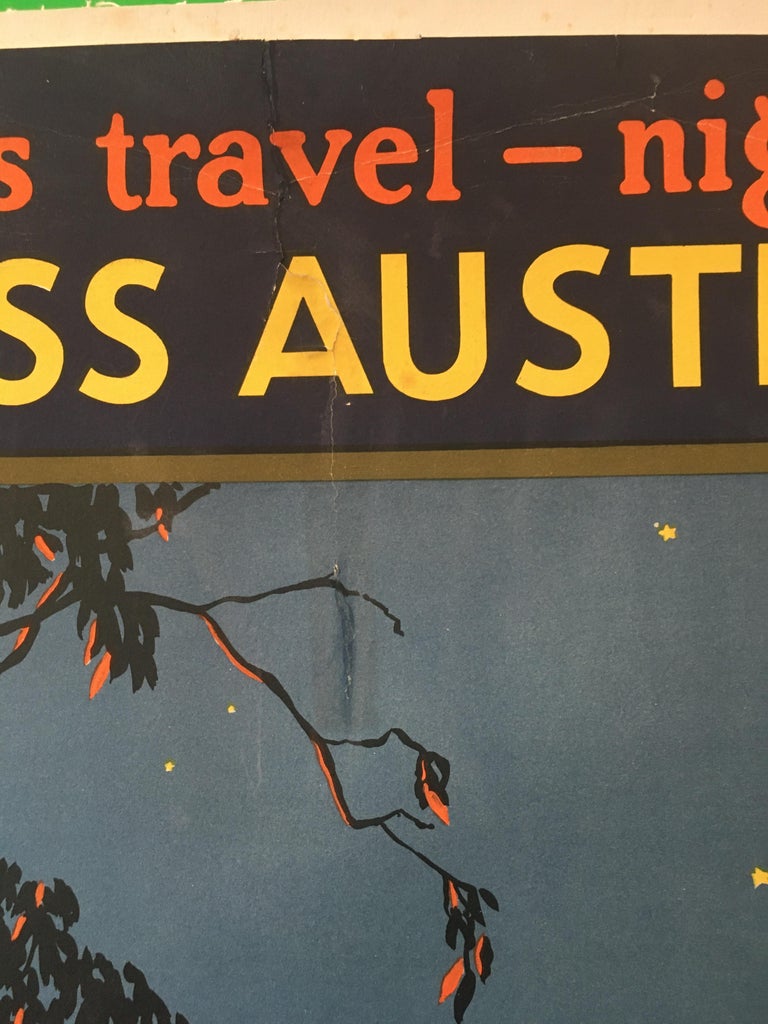 Paper Trans-Australian Railway Original Vintage Poster by Tromf, 1935 For Sale