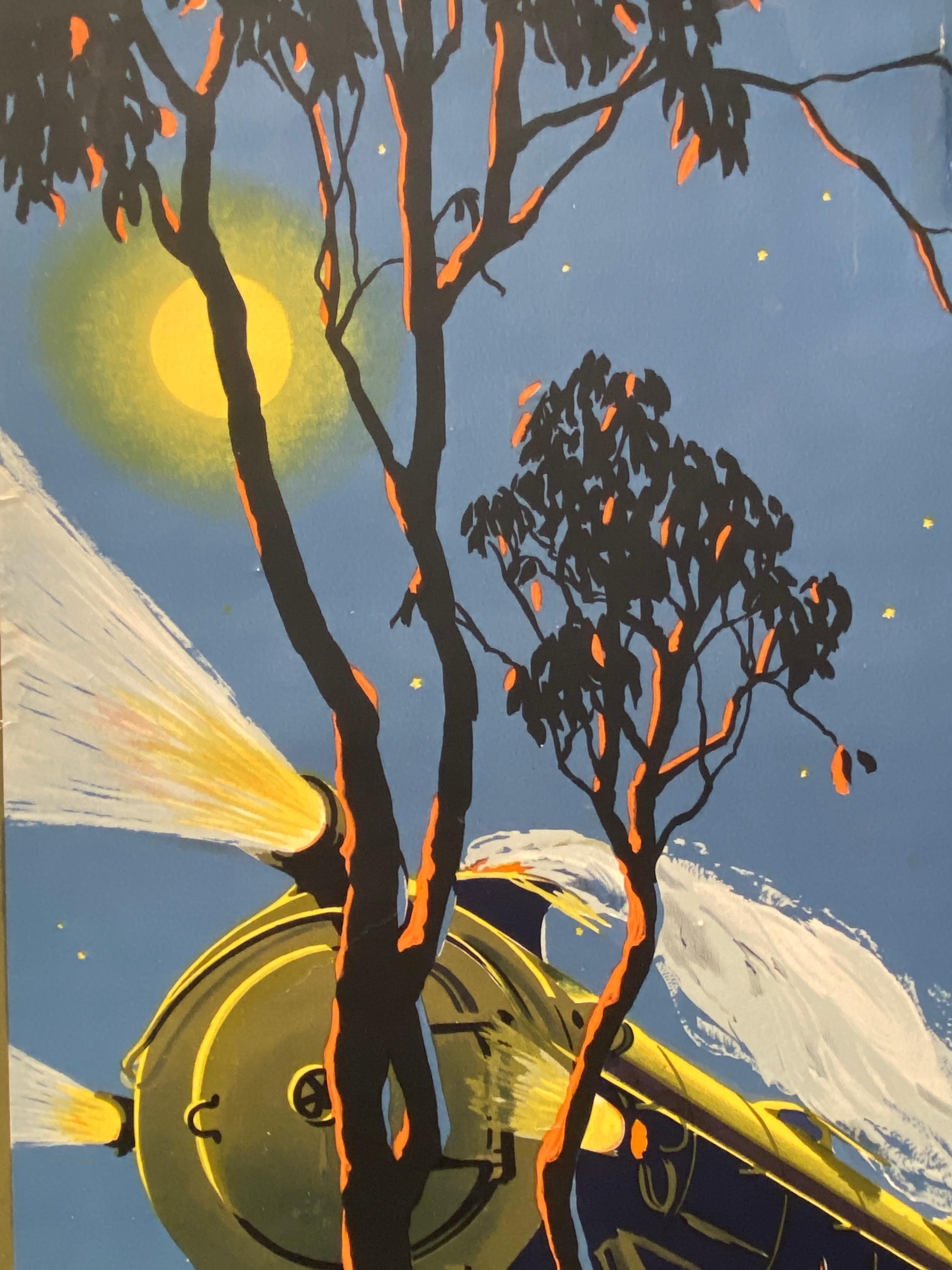 Paper Trans-Australian Railway Original Vintage Poster by Tromf, 1935 For Sale