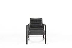 Fauteuil « Transat » d'Eileen Gray pour Ecart International, cuir noir, années 1980