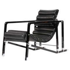 Fauteuil « Transat » d'Eileen Gray pour Ecart International, cuir noir, années 1980