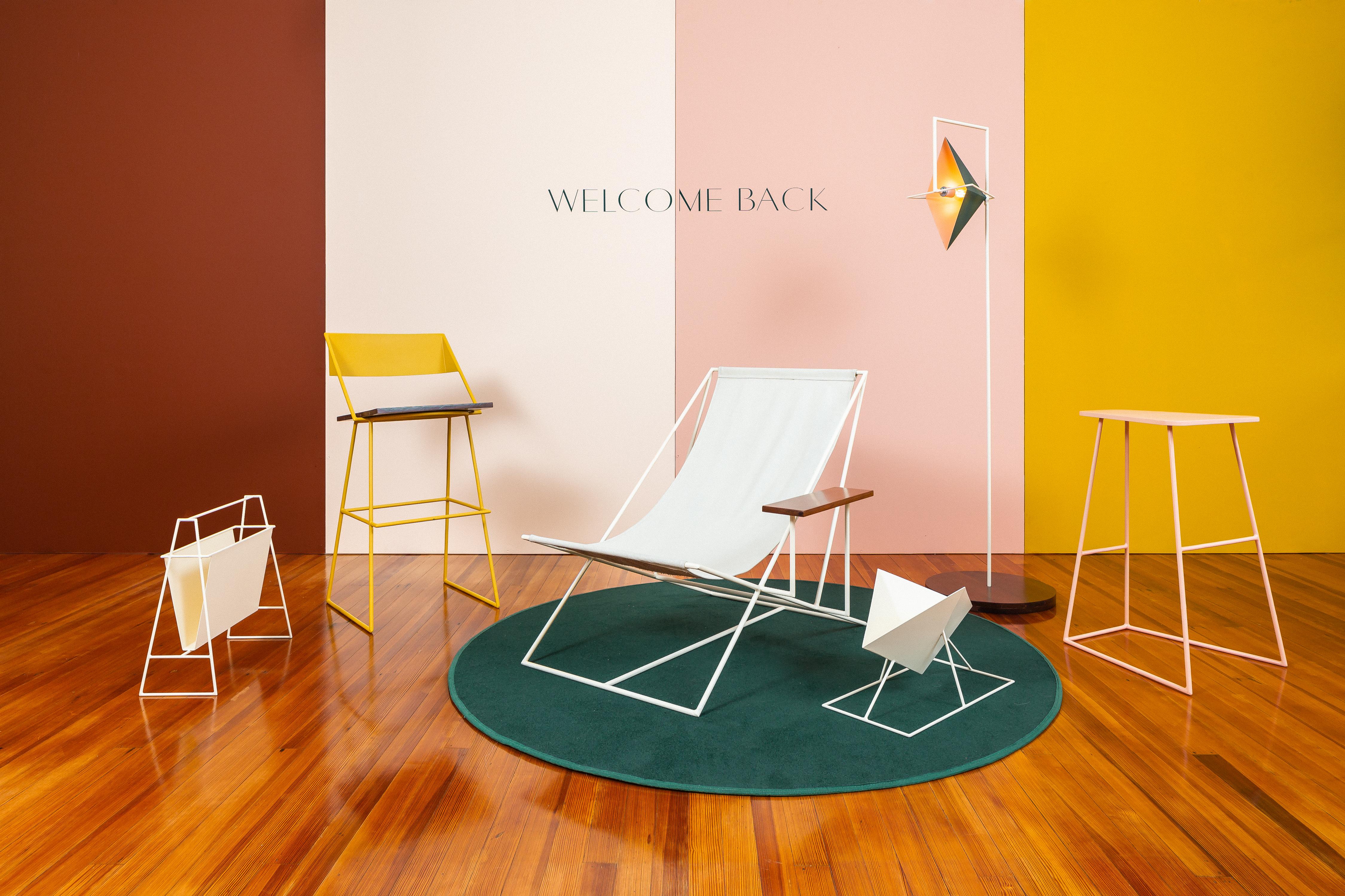 Welcome back analyzes pieces of classic furniture lost in time, and brings them to modernity, seeking to resurrect their glory, in a contemporary, futuristic and personal version. The uninhibited use of colors, materials and compositions are
