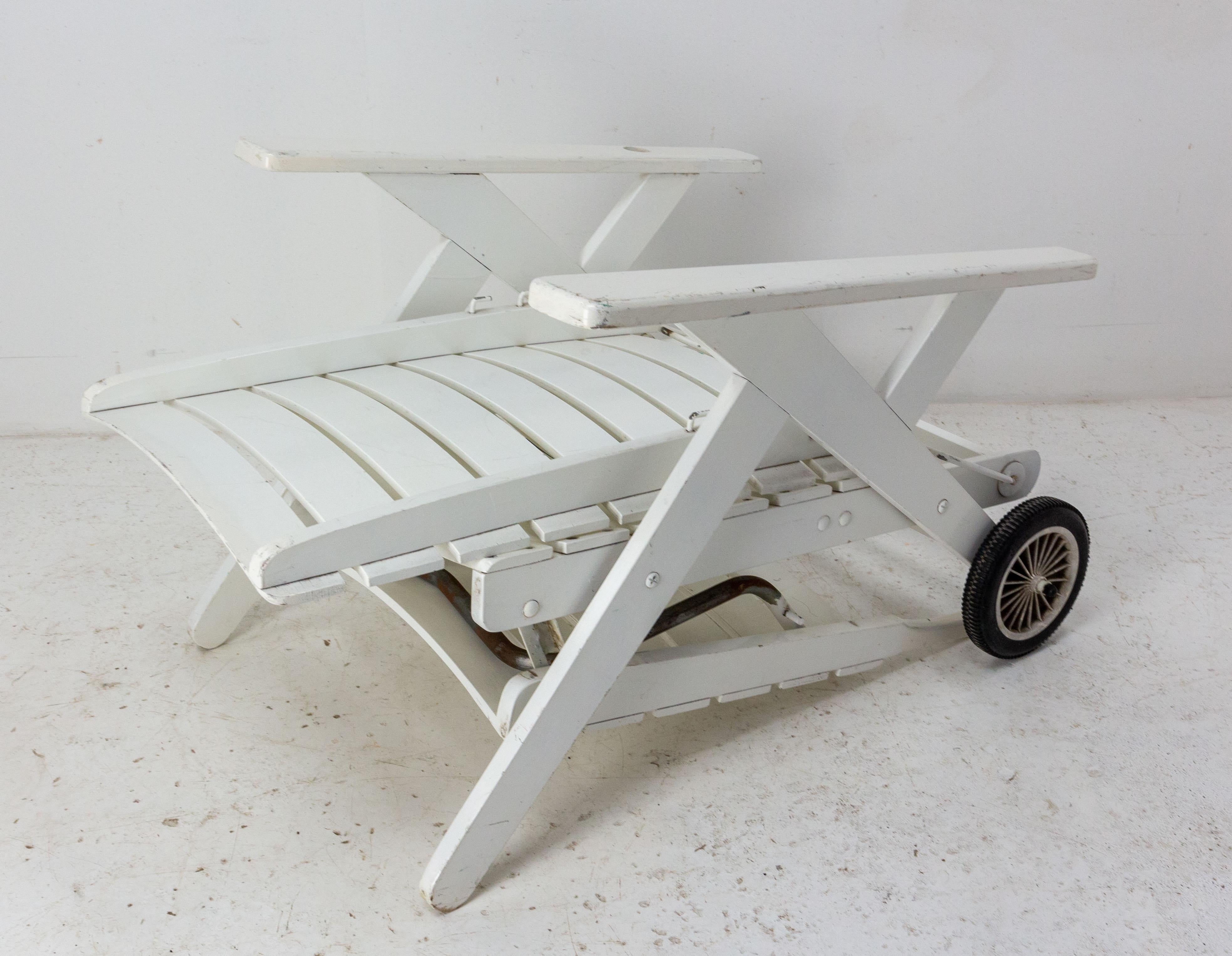 20th Century Transat Deck Chair Patio Lounger, French, circa 1960 For Sale