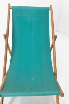 Transat Folding Deck Chair Patio Lounger, Buche und Stoff Chaise Longue, Französisch