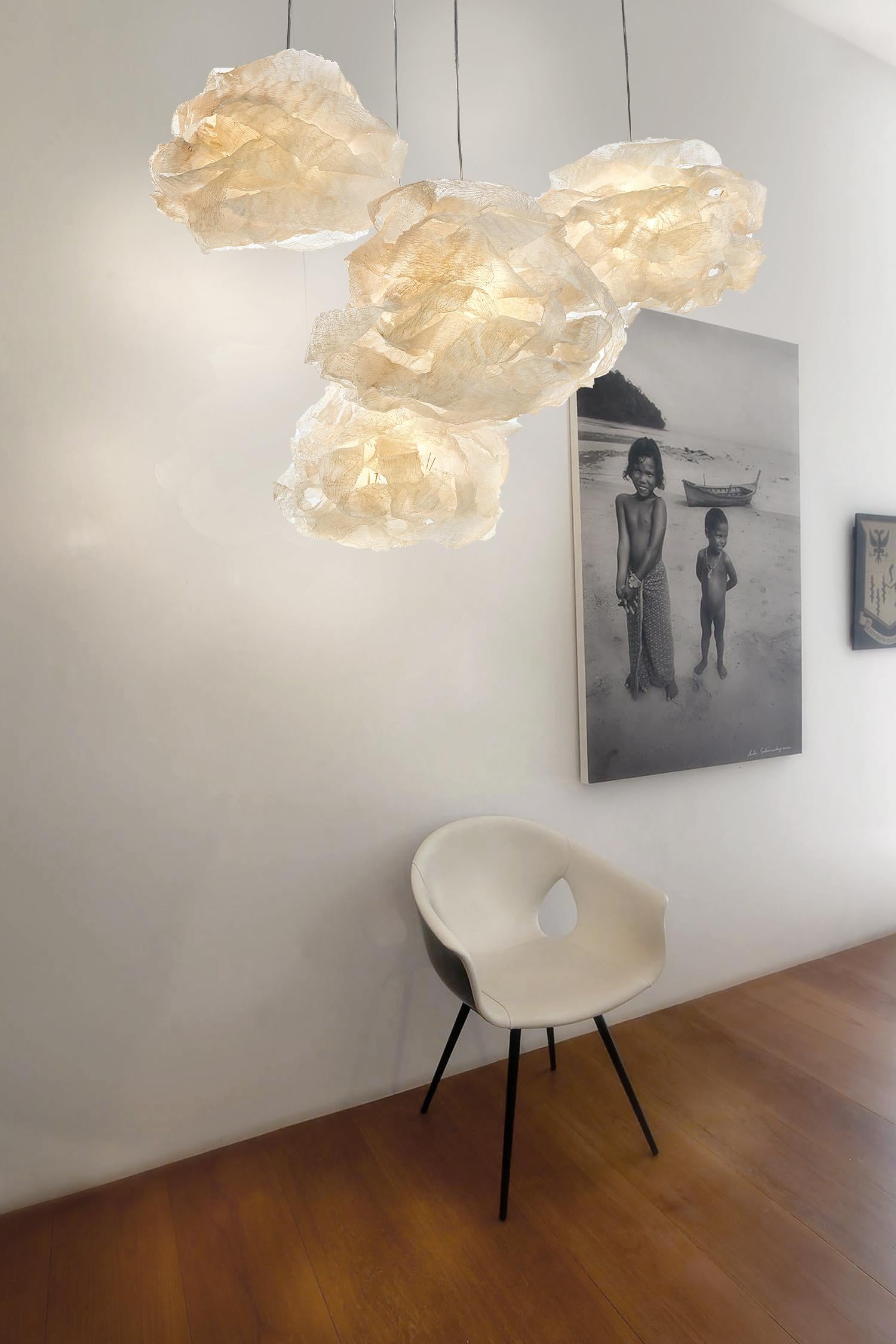 Contemporary Transcendence 1 by Ango, Handcrafted Diaphanous Cloud Pendant Light For Sale