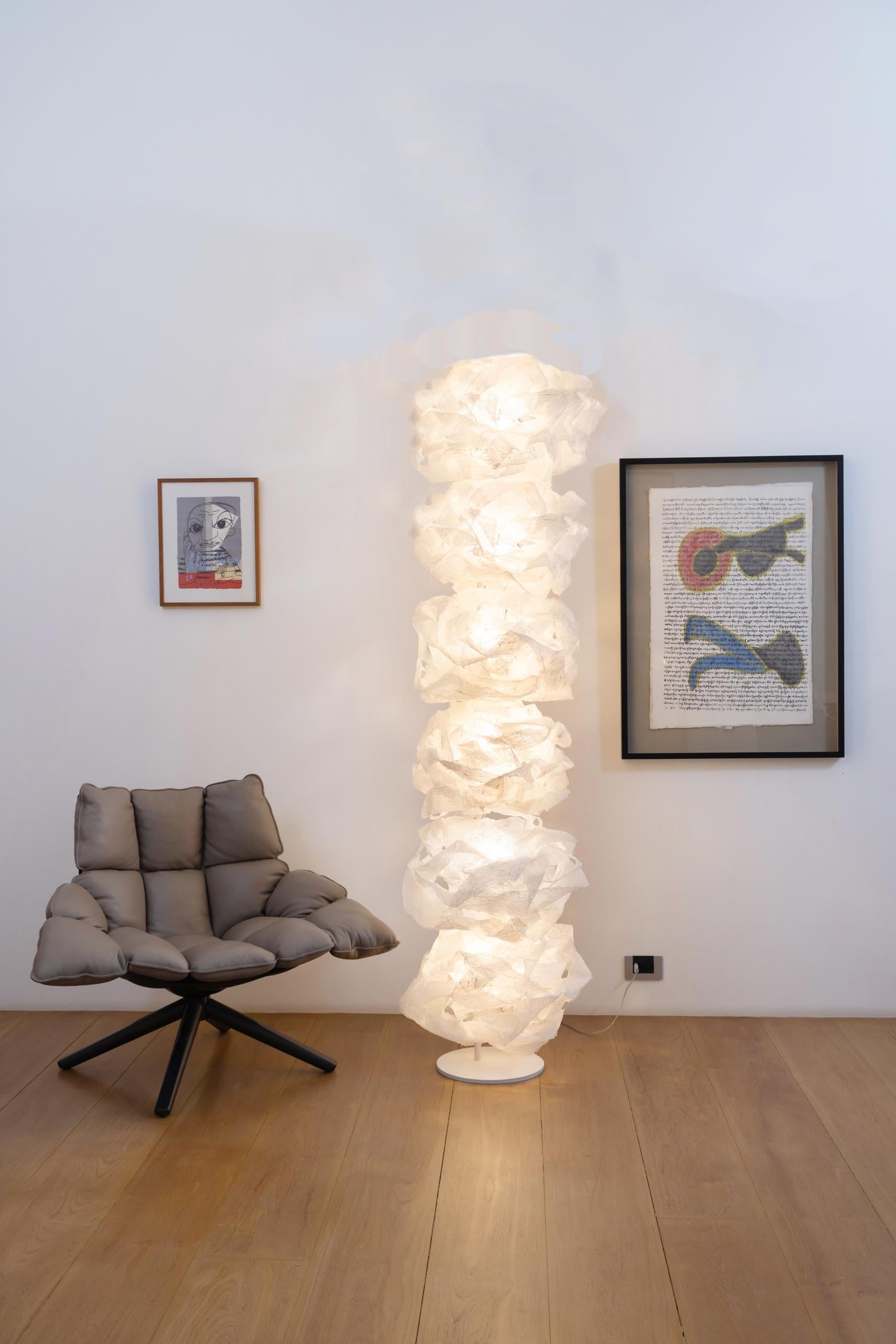 Contemporary Transcendence Tower 6 - Hand-Crafted Diaphanous Cloud Freestanding Floor light For Sale