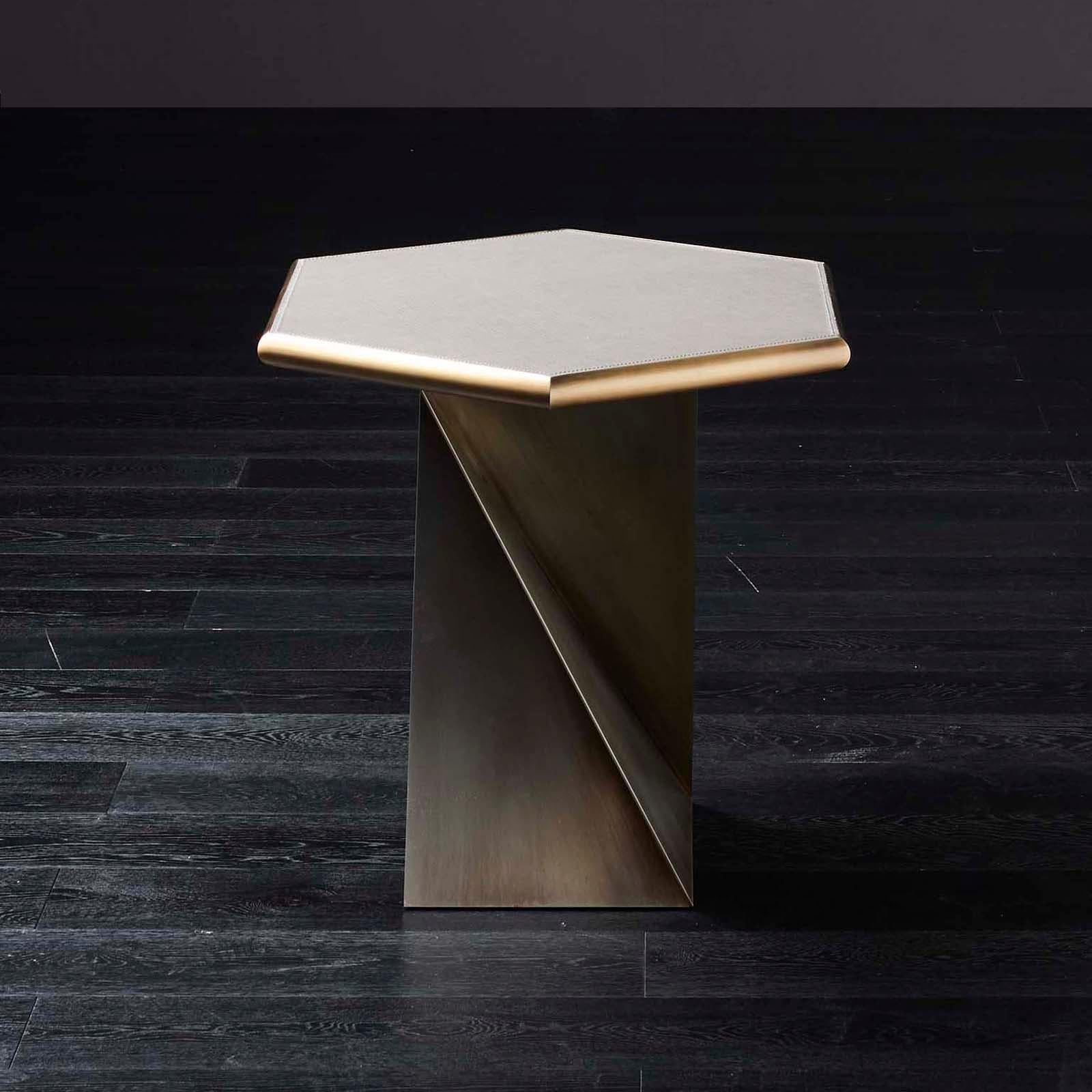 italien Table d'appoint Transfer avec base en bronze massif en vente