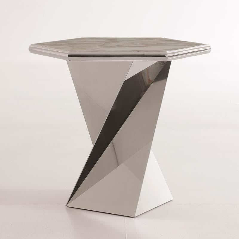 Contemporary Transfer Side Table with Solid Bronze Base For Sale