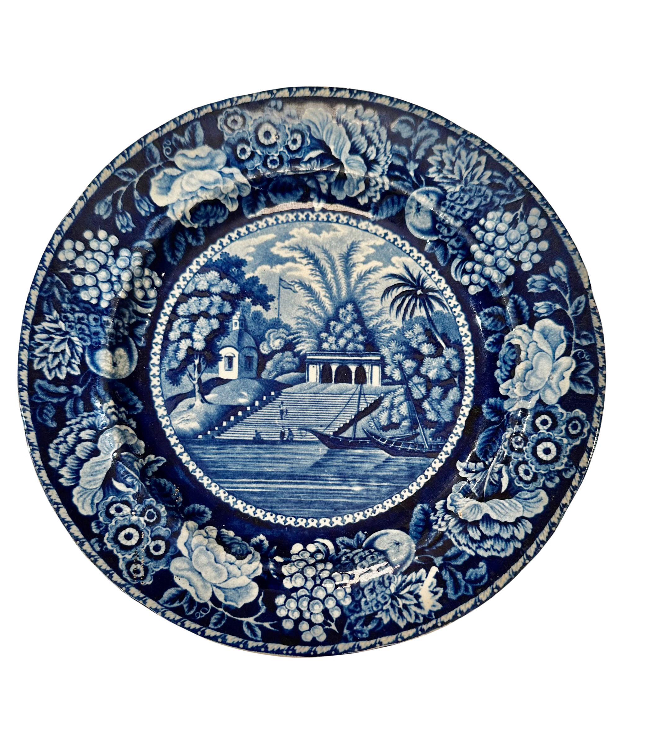 English Transfer Ware Plate By Staffordshire  For Sale