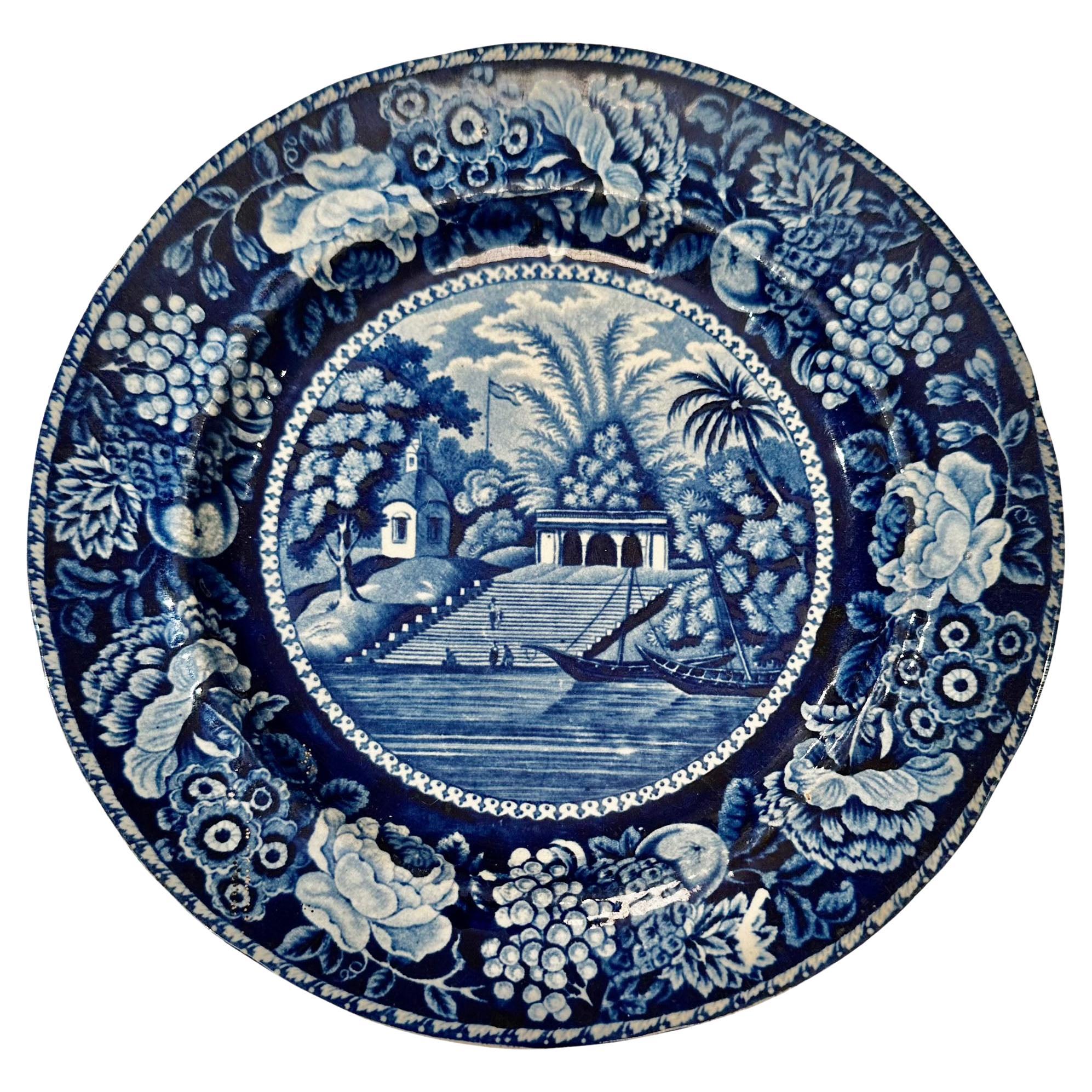 Transfer Ware Plate By Staffordshire  For Sale