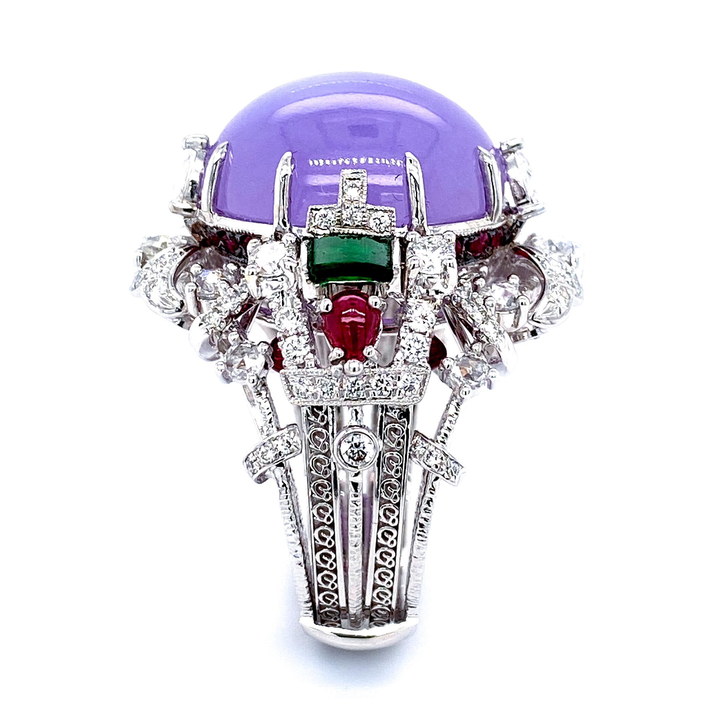 Women's or Men's Transformable 19.41 Carat Certified Lavender Jadeite Collectible Ring