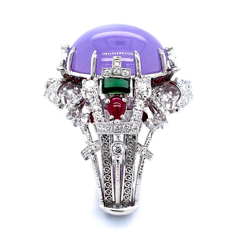 Transformable Ring Transformable 19.41 Carat Certified Lavender Jadeite Collectible Ring ...
