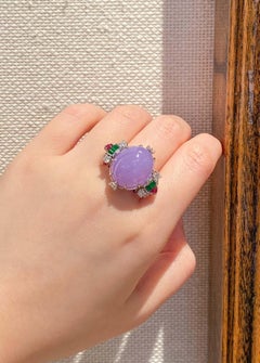 Transformable 19.41 Carat Certified Lavender Jadeite Collectible Ring
