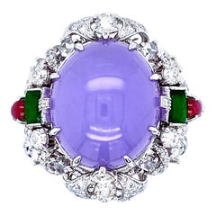 Transformable 19.41 Carat Certified Lavender Jadeite Collectible Ring