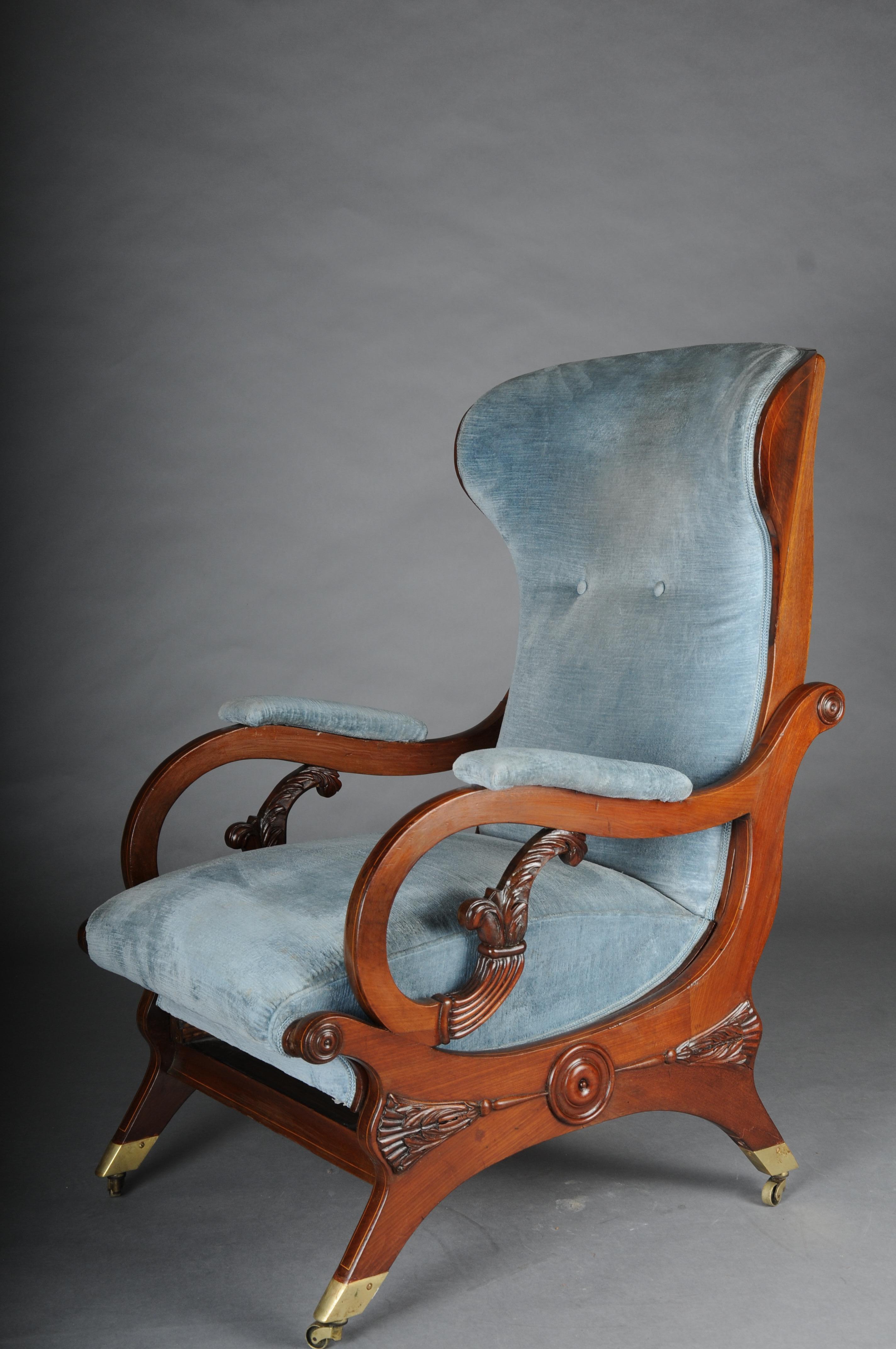 German Transformable armchair attributed to Schinkel, circa 1825, Mahogany For Sale