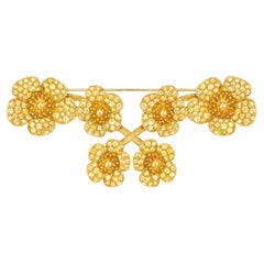 Broche transformable avec fleurs en forme de coupe de beurre - or 18 carats, saphirs jaunes