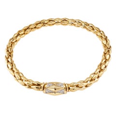 Transformable Gold Diamond Tubular Necklace