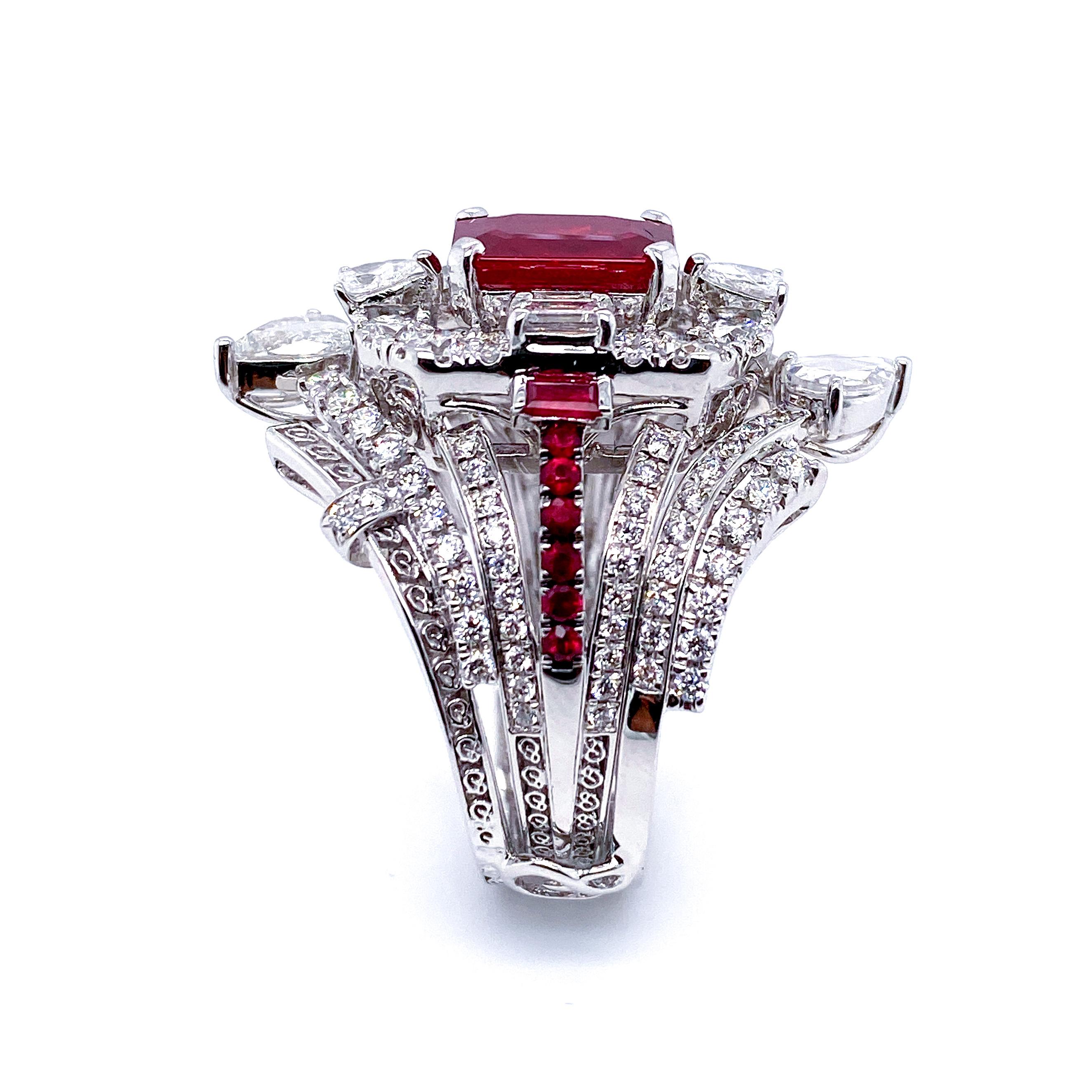 Transformable GRS Certified 'Pigeon's Blood' Ruby Cocktail Ring 1