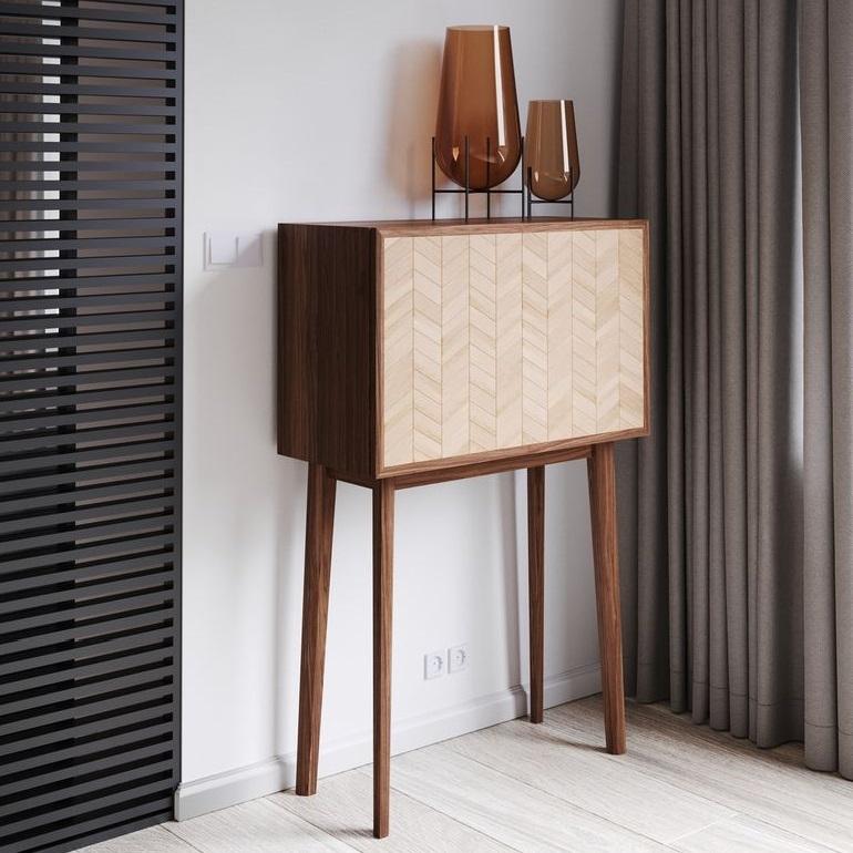 Transformable Walnut Cabinet with Versatile Design-Bar, Desk, or Storage For Sale 6