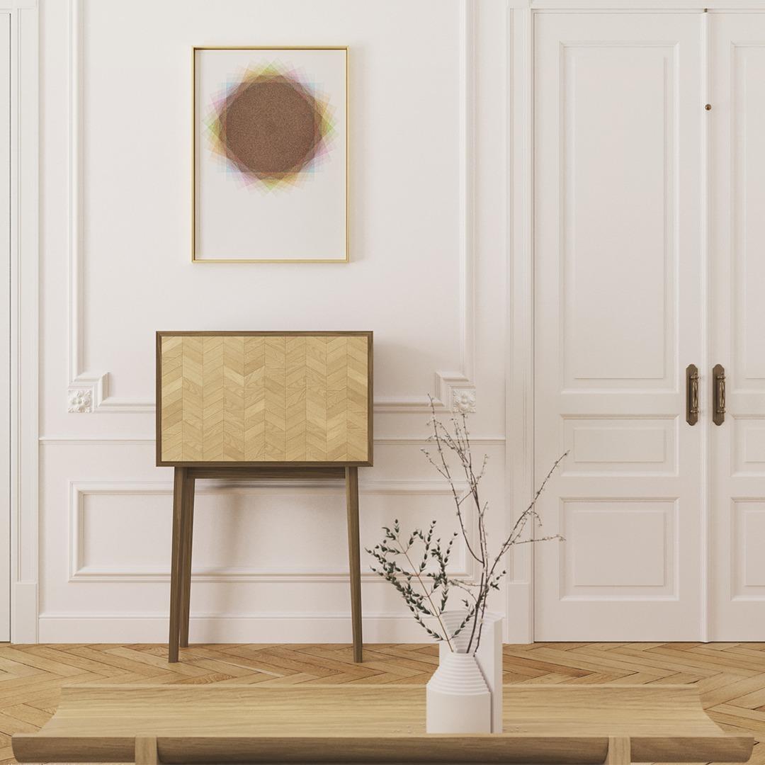 Transformable Walnut Cabinet with Versatile Design-Bar, Desk, or Storage For Sale 9
