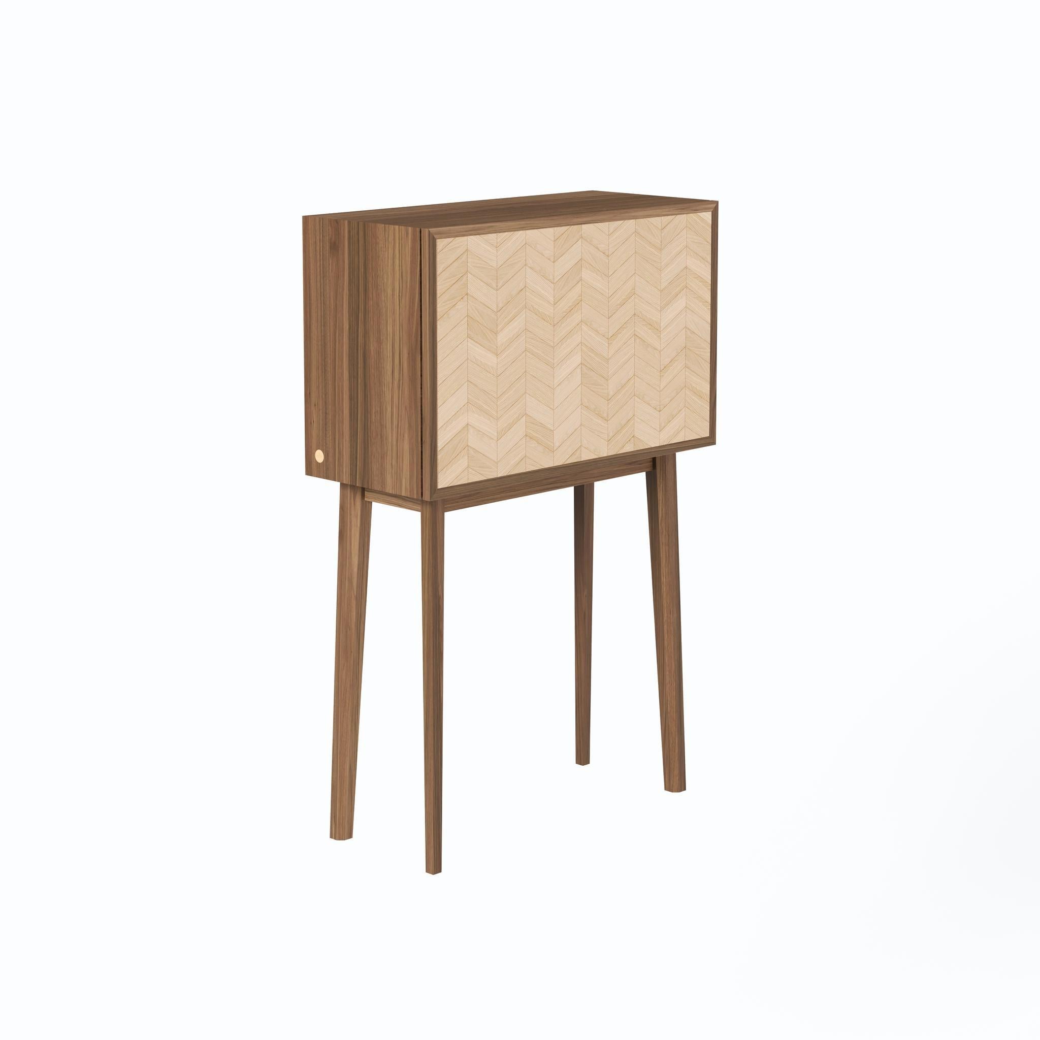 Modern Transformable Walnut Cabinet with Versatile Design-Bar, Desk, or Storage For Sale